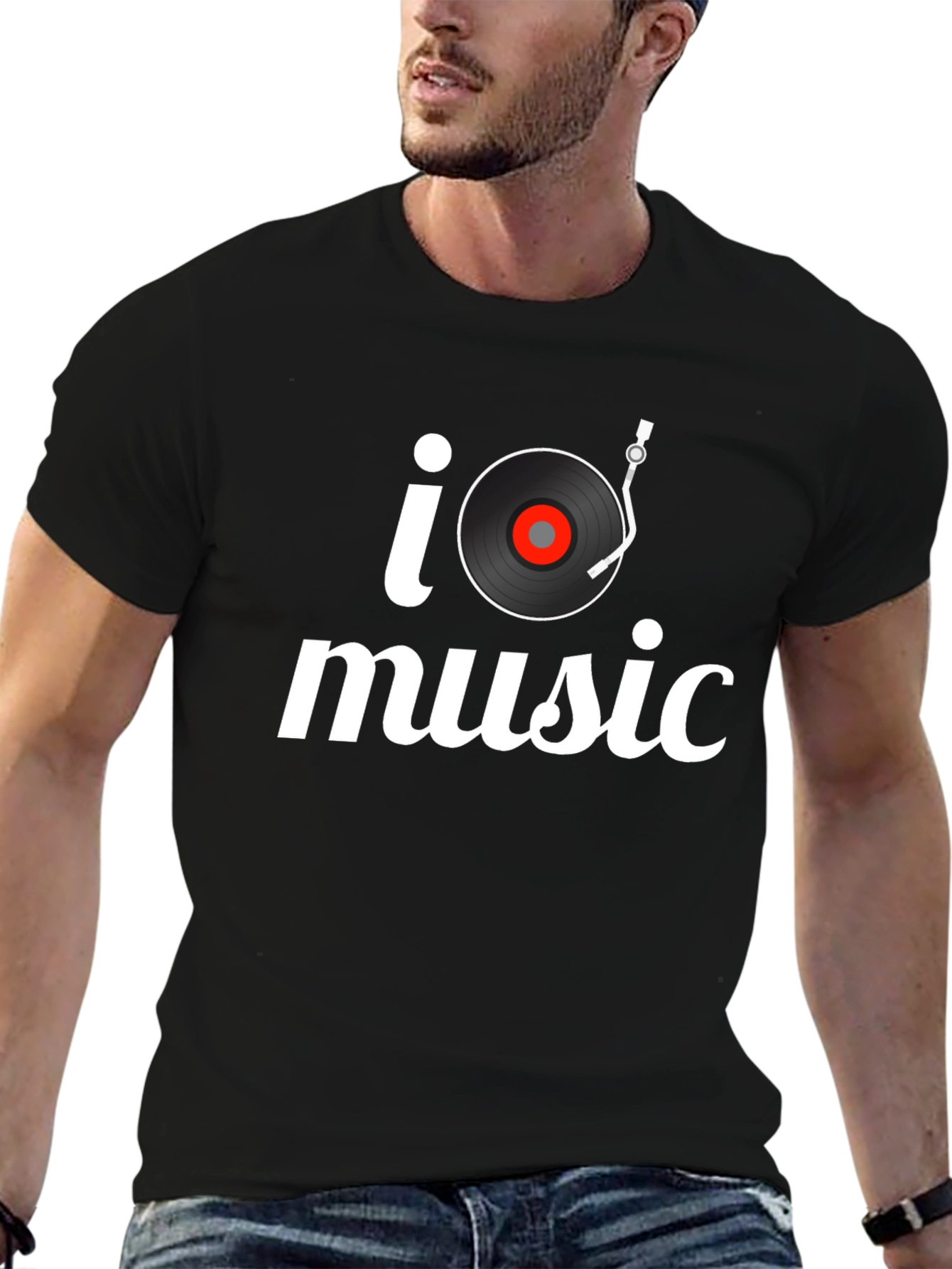 I Turntable Music Black T-Shirt