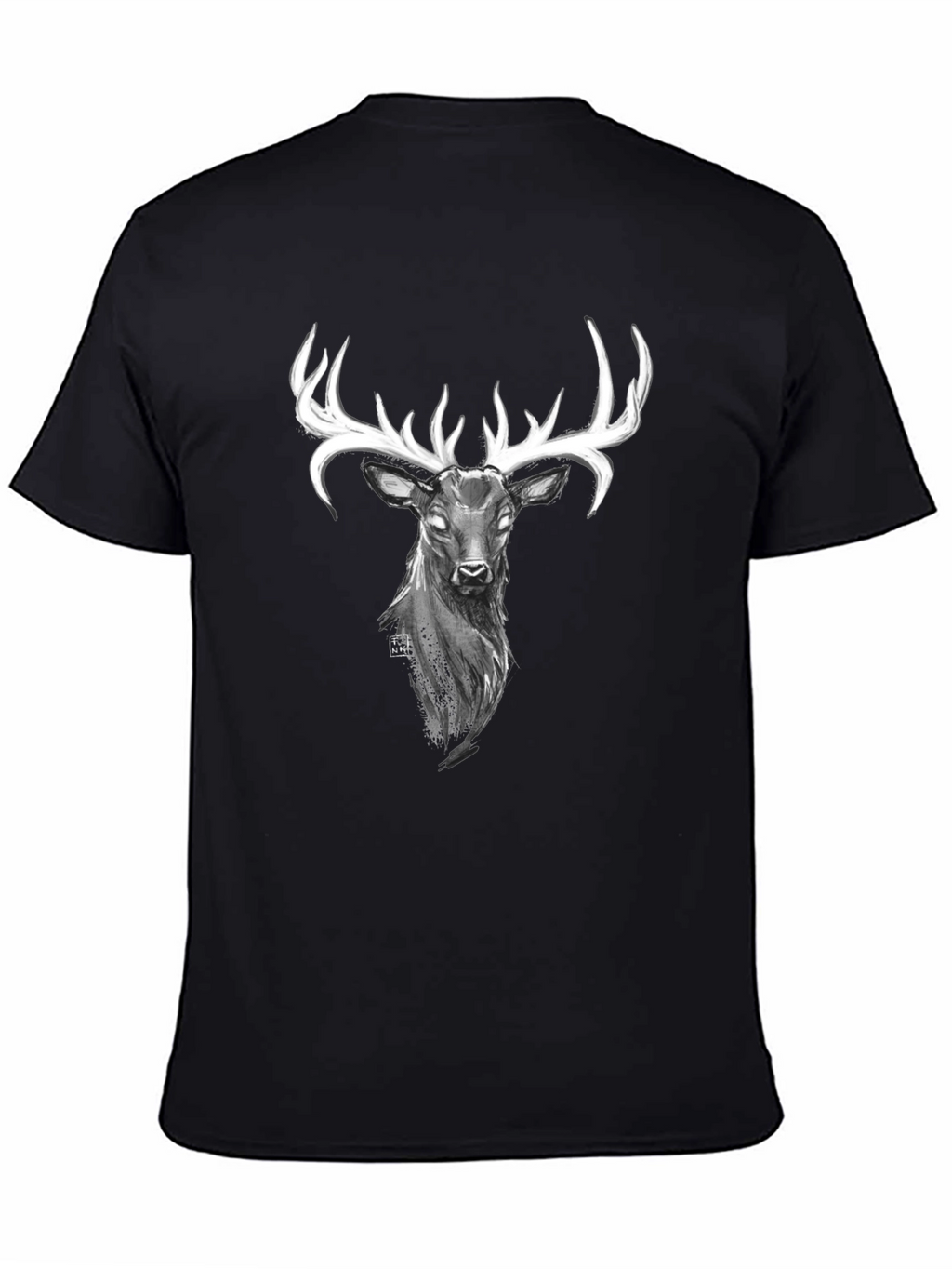 Mystic Deer Graphic Tee - Black Cotton Blend Shirt