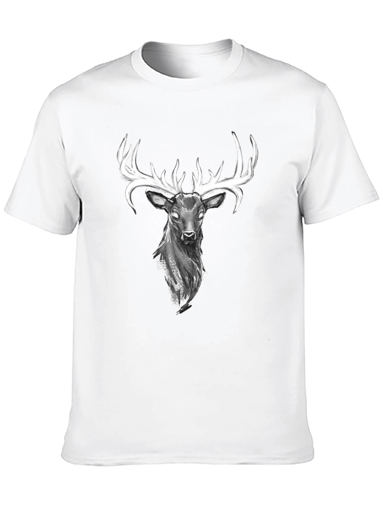 Mystic Deer Graphic Tee - Black Cotton Blend Shirt