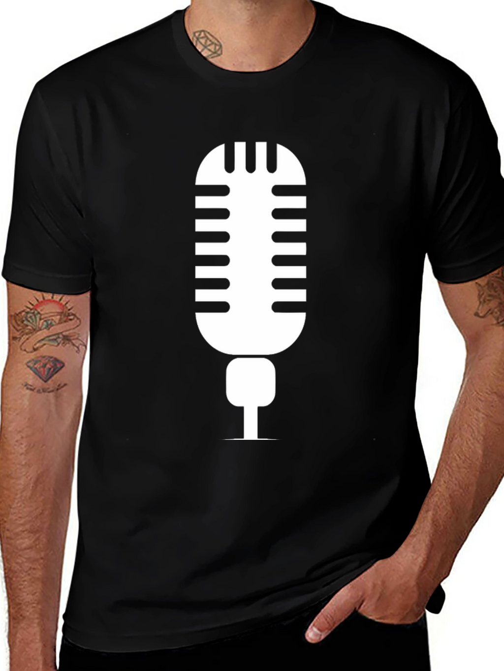 Retro Microphone Graphic Tee - Black Unisex T-Shirt