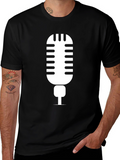 Retro Microphone Graphic Tee - Black Unisex T-Shirt