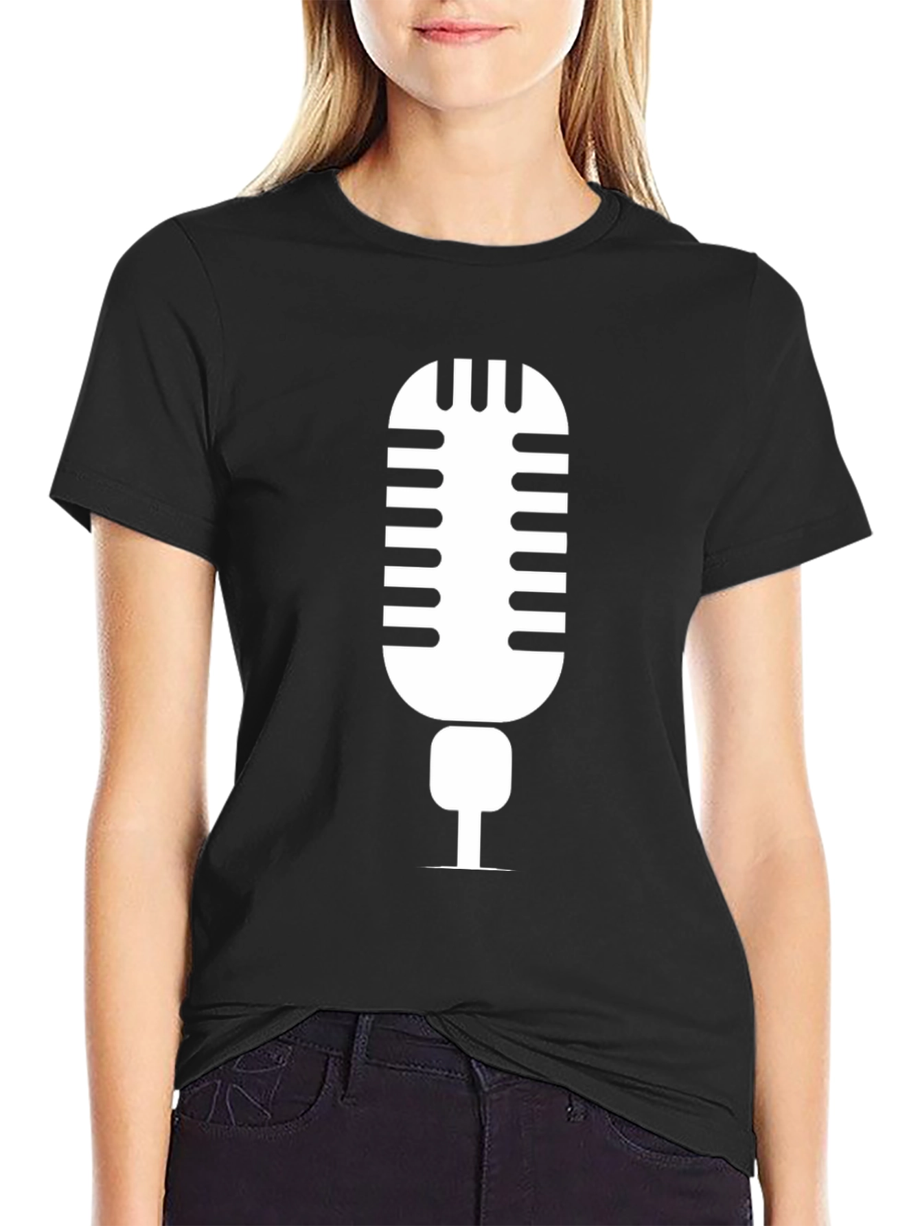 Retro Microphone Graphic Tee - Black Unisex T-Shirt