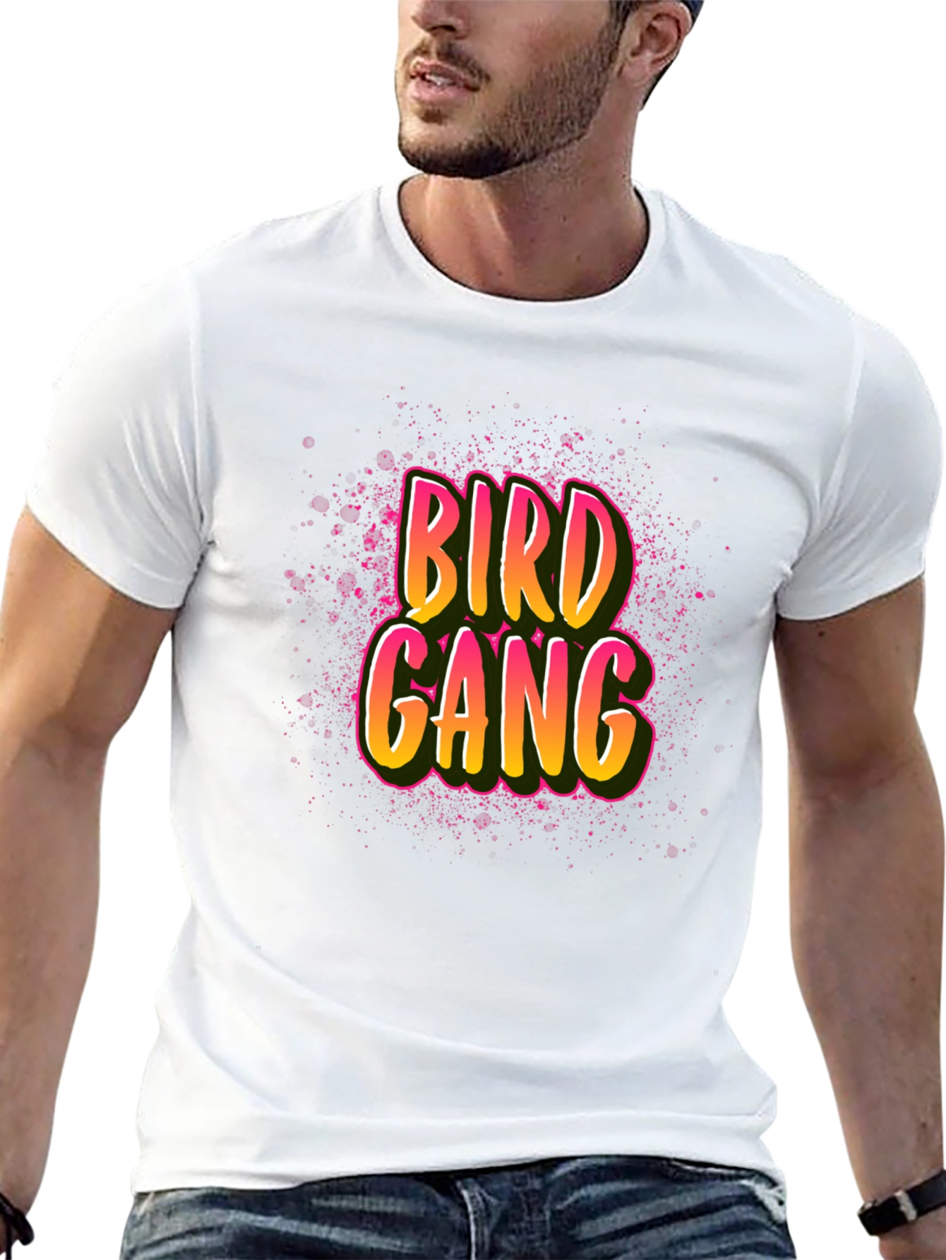 Bird Gang Graphic Print T-Shirt - Black