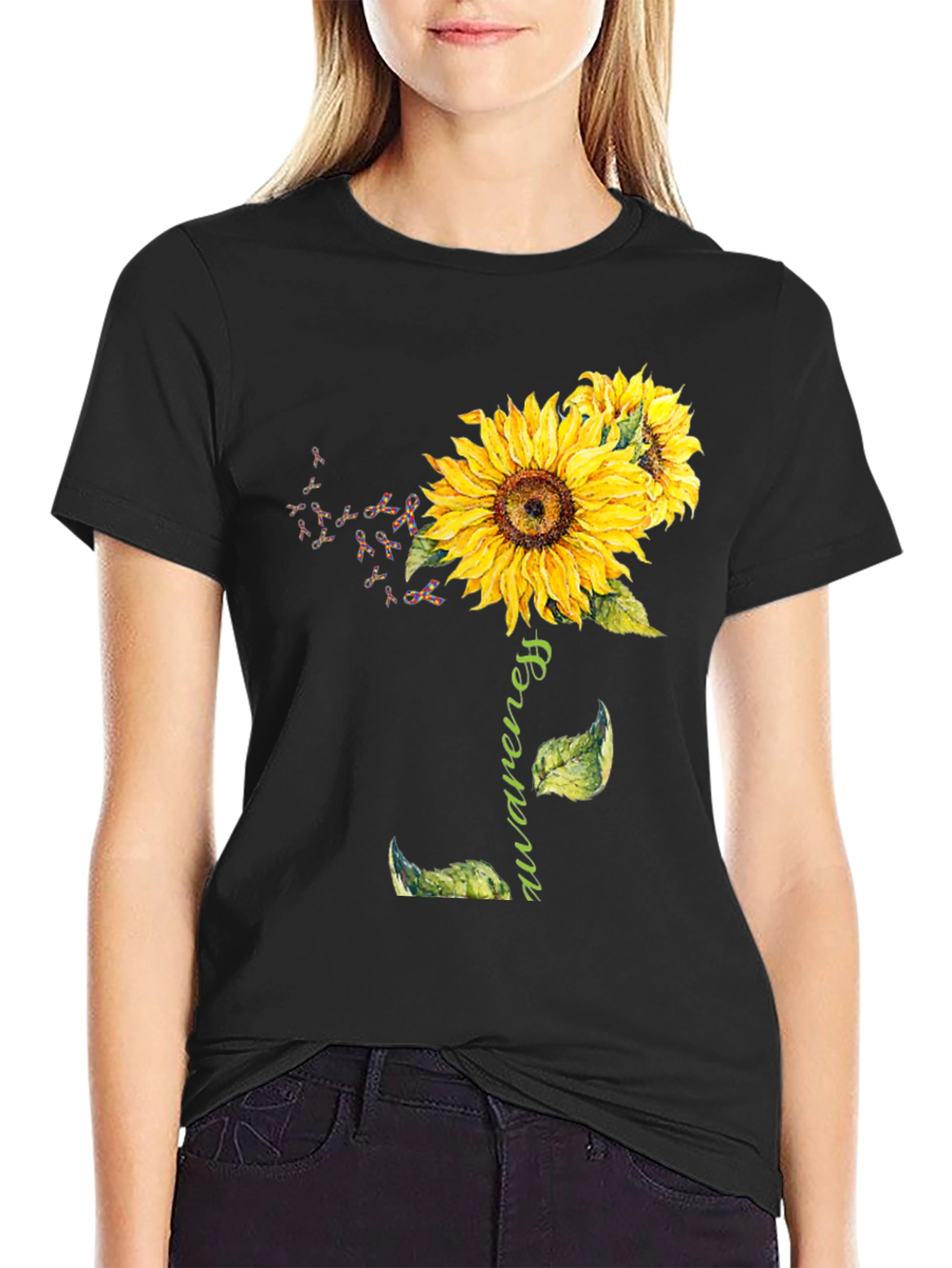 Awareness Sunflower Graphic T-Shirt