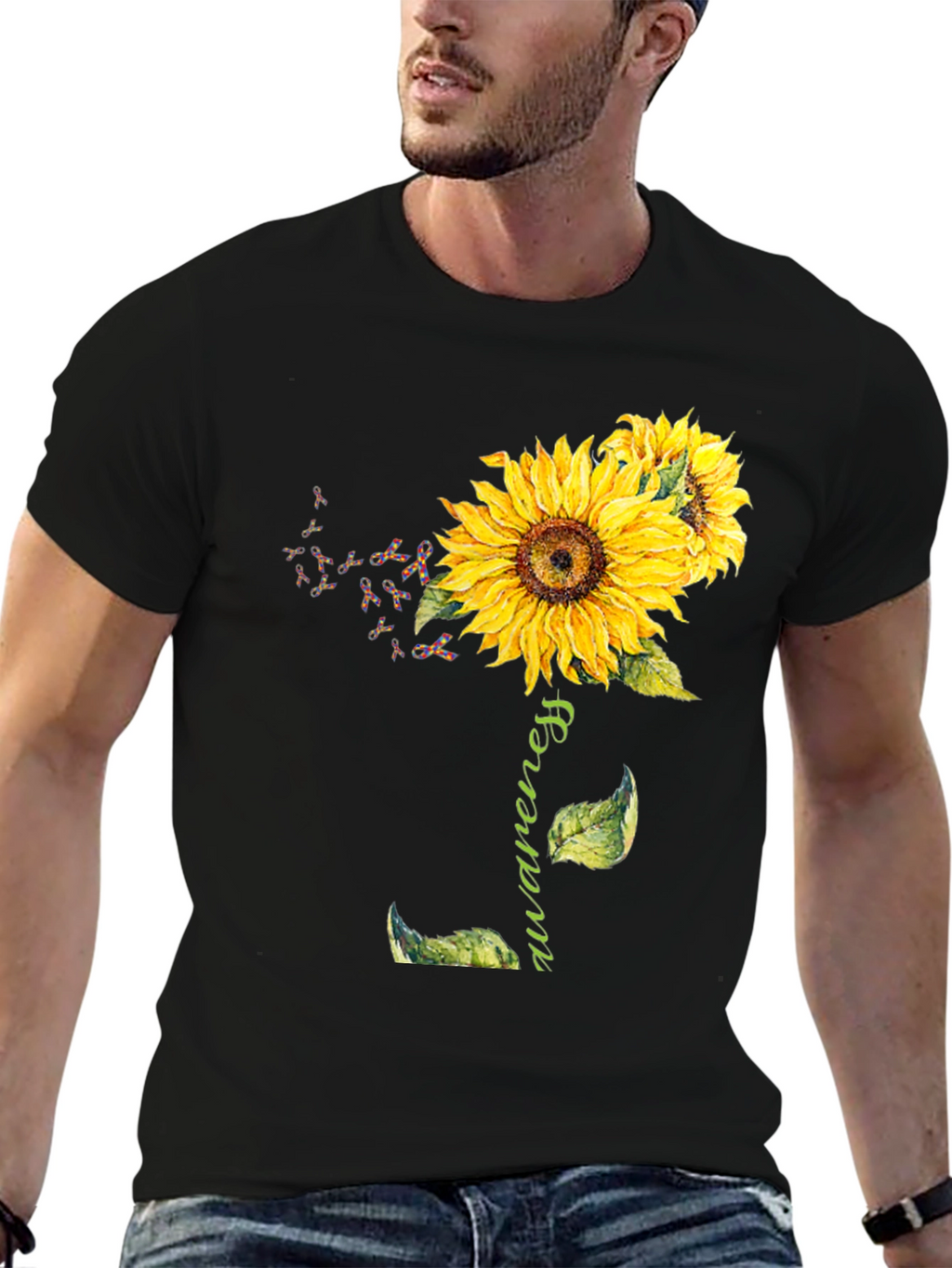 Awareness Sunflower Graphic T-Shirt