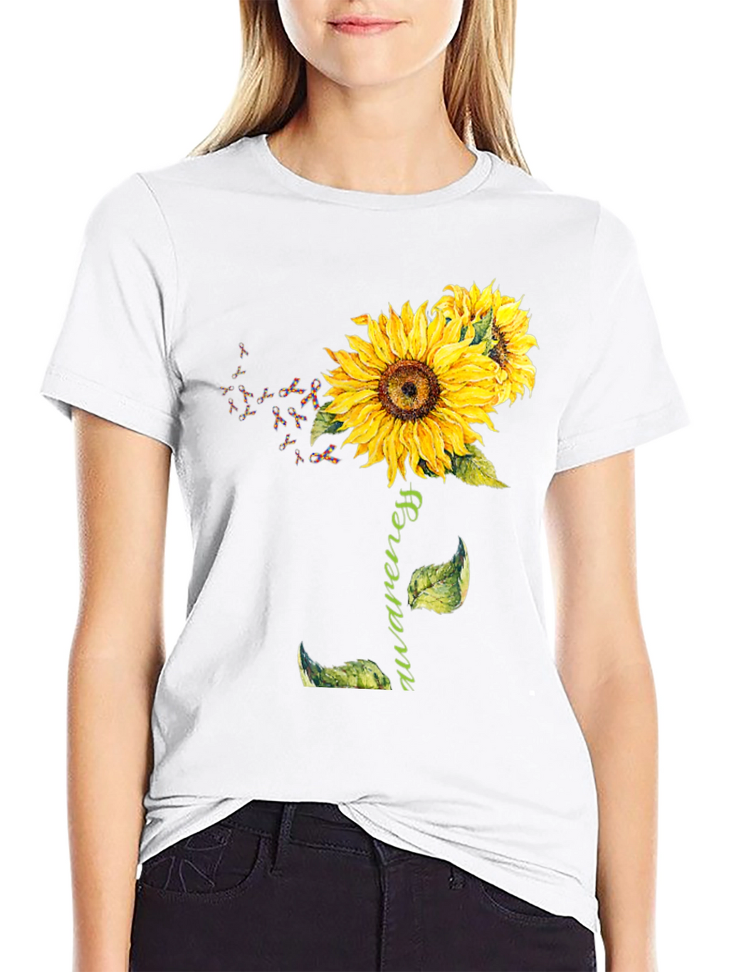 Awareness Sunflower Graphic T-Shirt