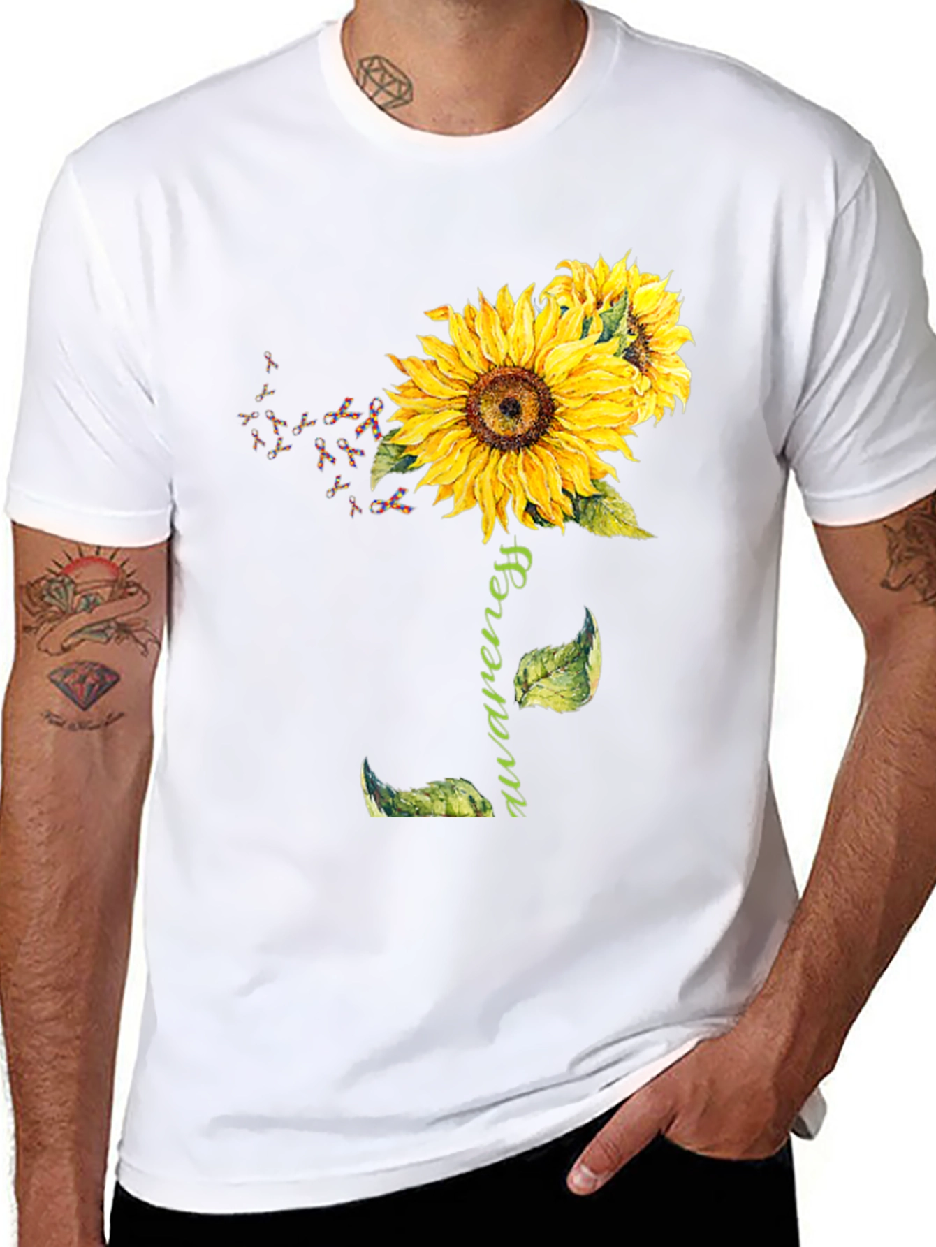 Awareness Sunflower Graphic T-Shirt