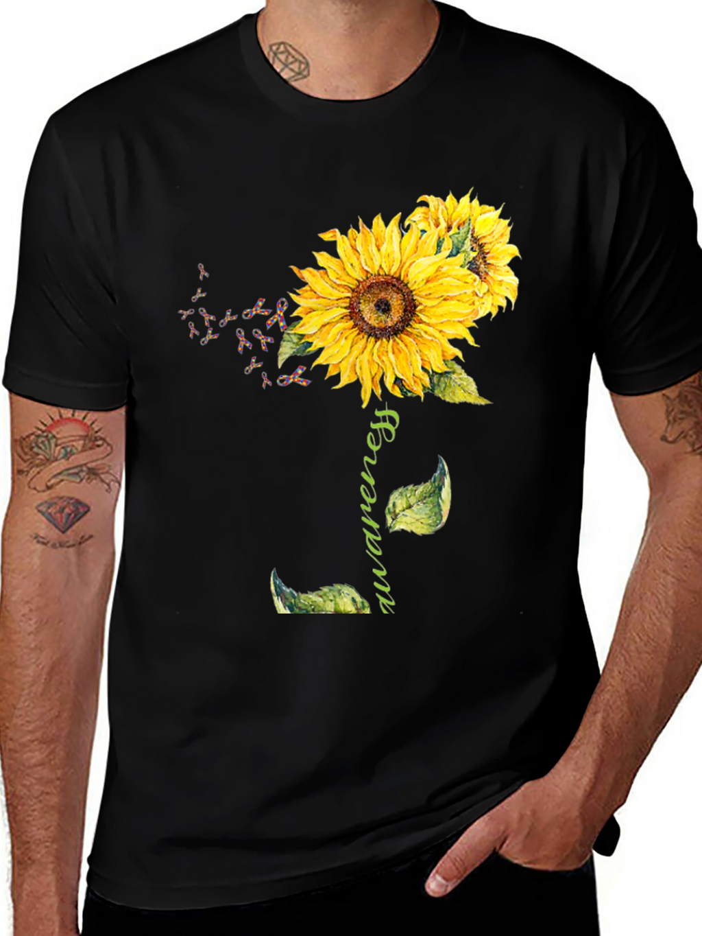 Awareness Sunflower Graphic T-Shirt