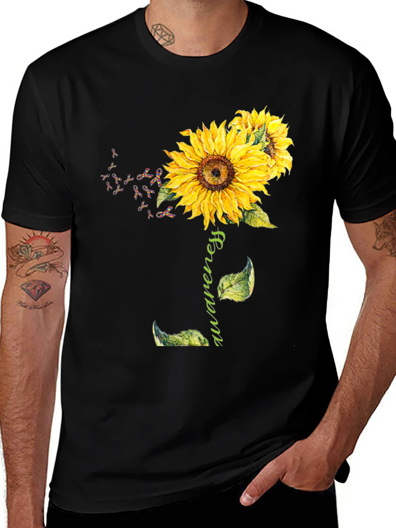 Awareness Sunflower Graphic T-Shirt