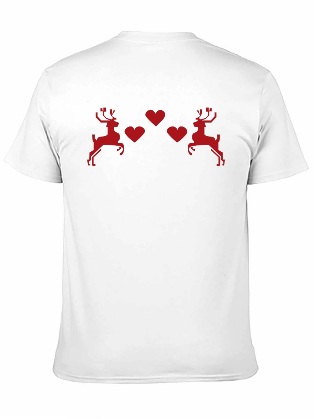 Festive Reindeer Hearts Black T-Shirt