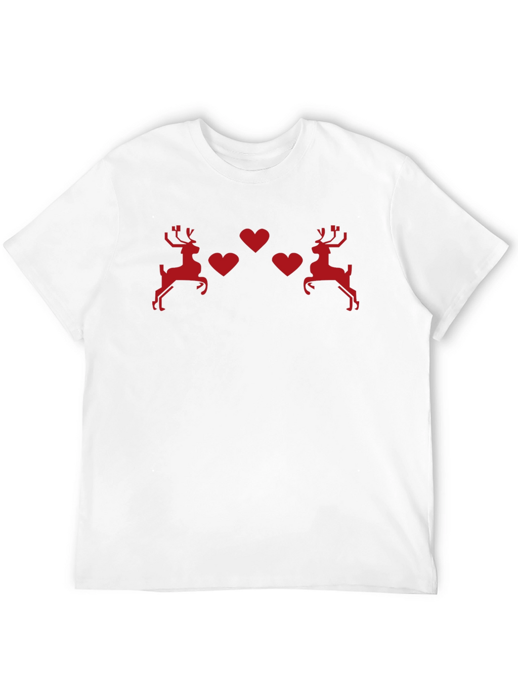 Festive Reindeer Hearts Black T-Shirt