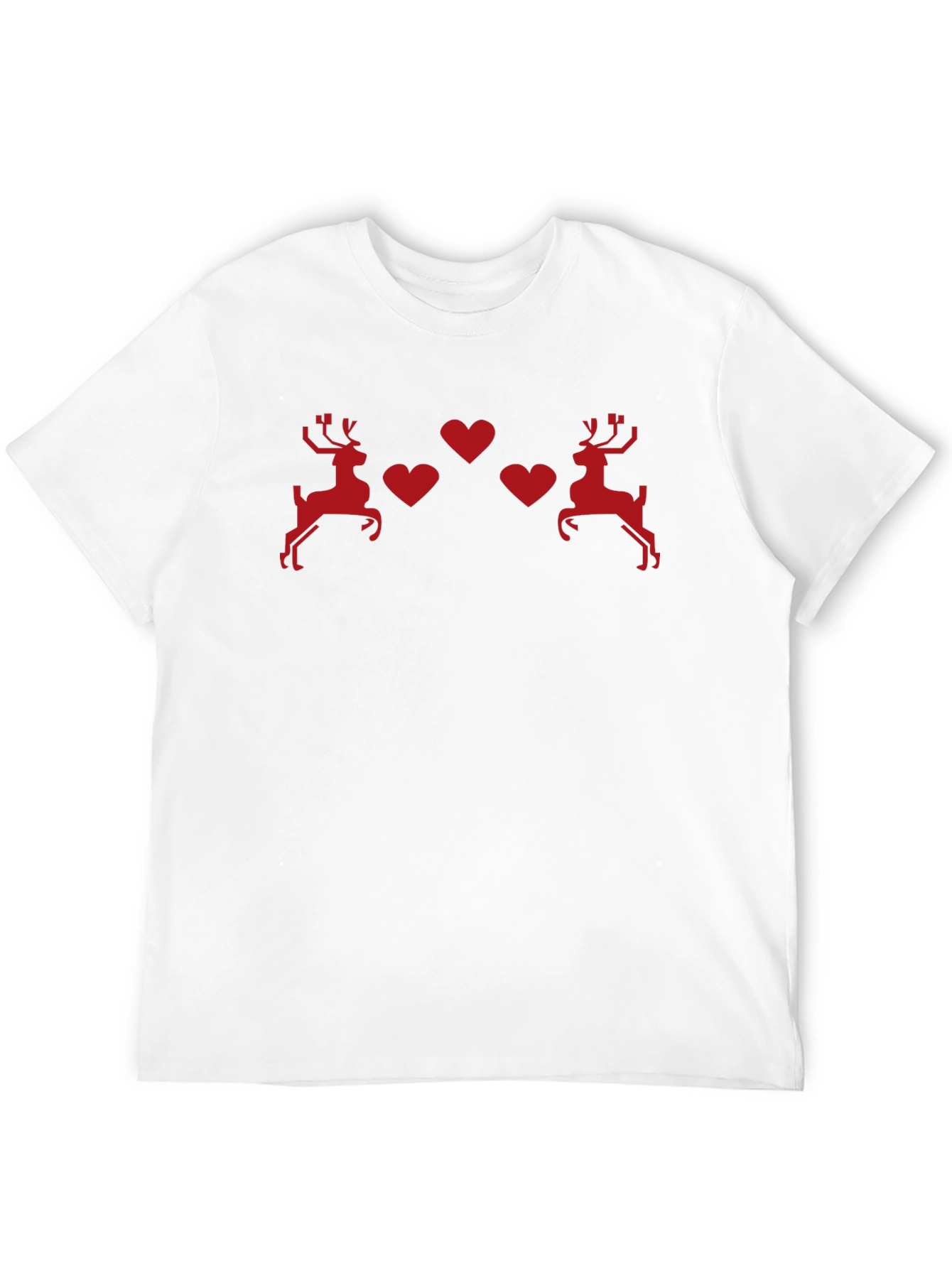 Festive Reindeer Hearts Black T-Shirt