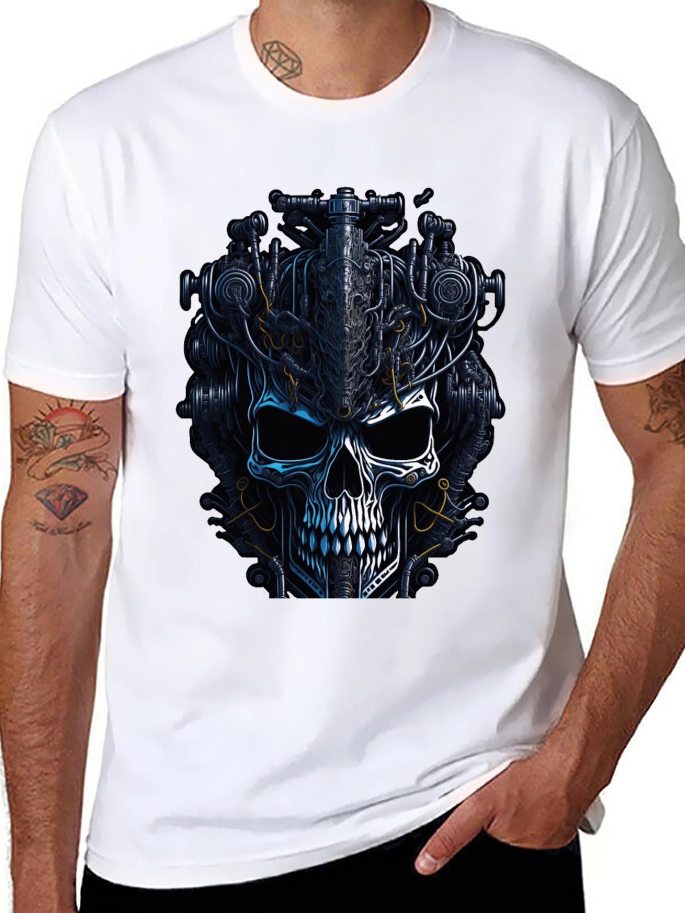 Steampunk Skull Graphic T-Shirt - Dark Mechanic