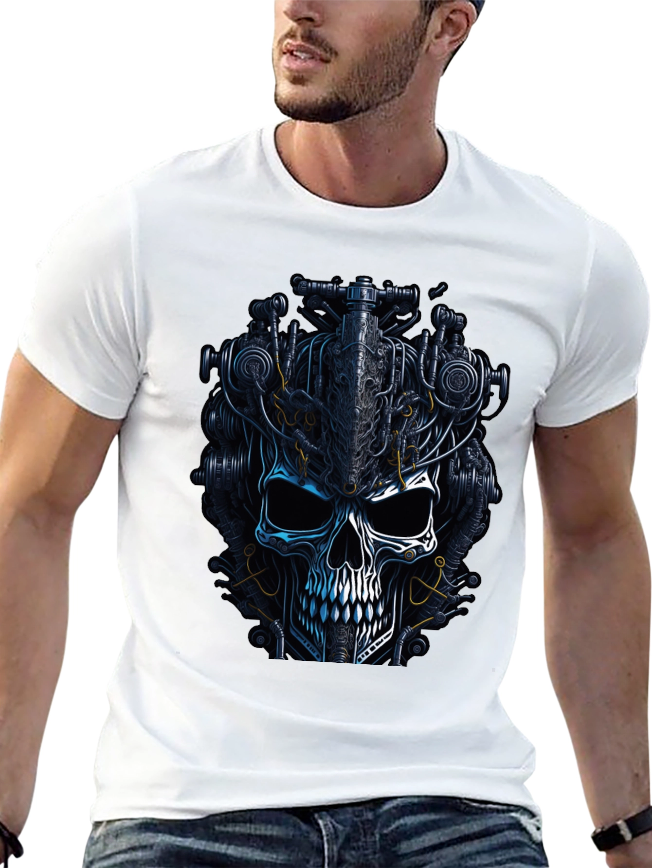 Steampunk Skull Graphic T-Shirt - Dark Mechanic