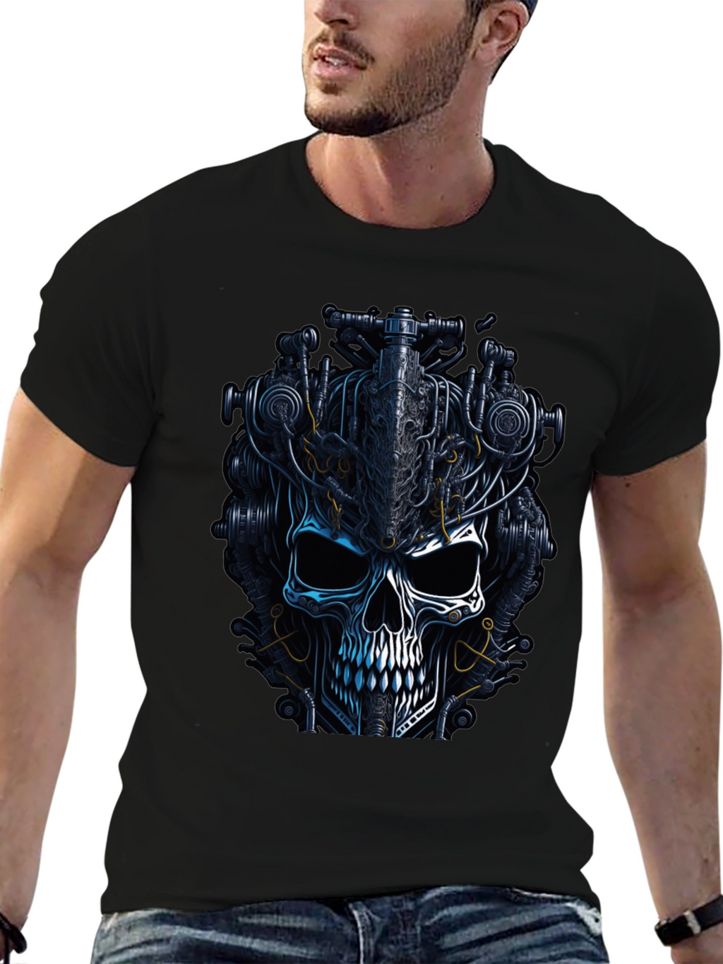 Steampunk Skull Graphic T-Shirt - Dark Mechanic