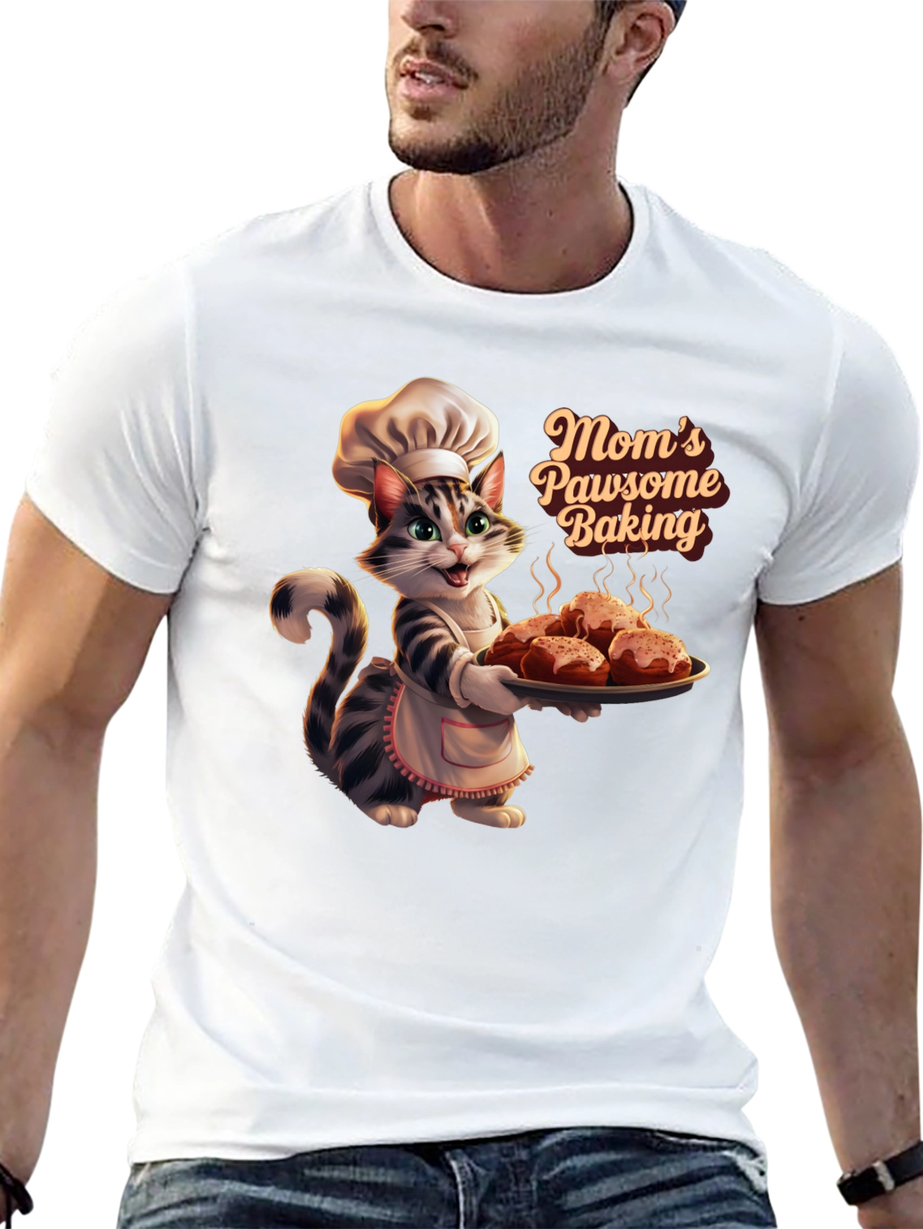 Moms Pawsome Baking T-Shirt - Cat Baker Design