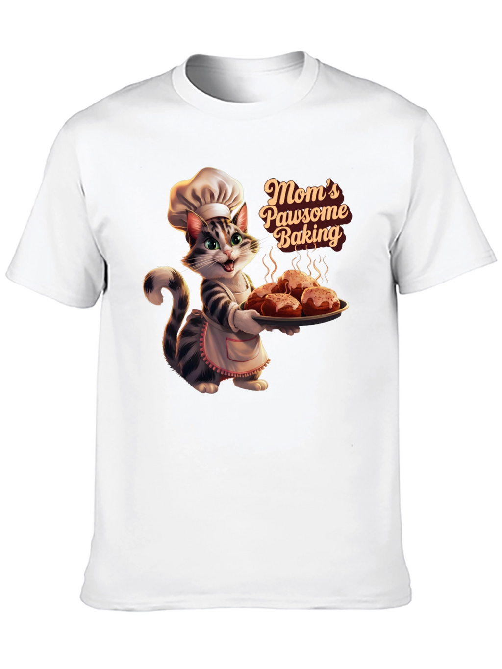 Moms Pawsome Baking T-Shirt - Cat Baker Design