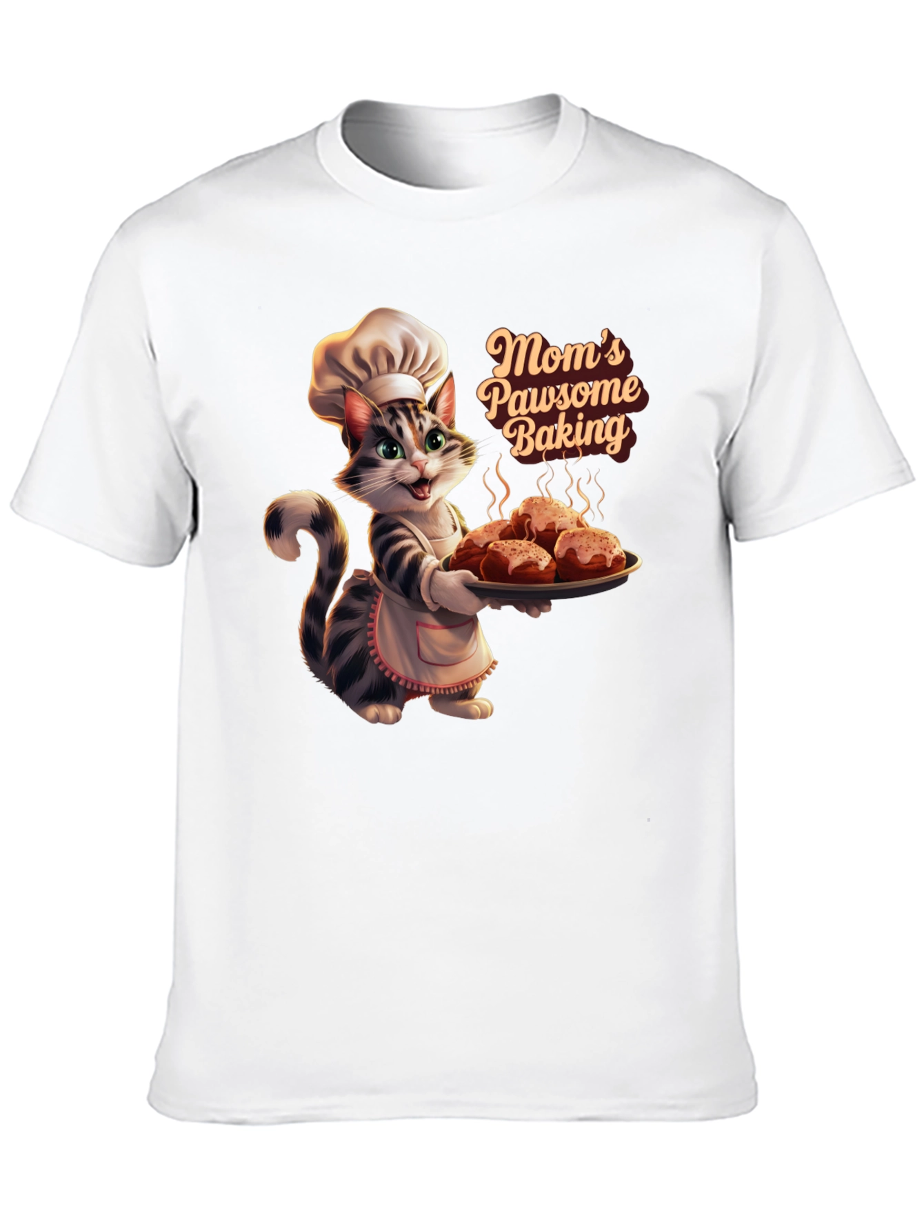 Moms Pawsome Baking T-Shirt - Cat Baker Design