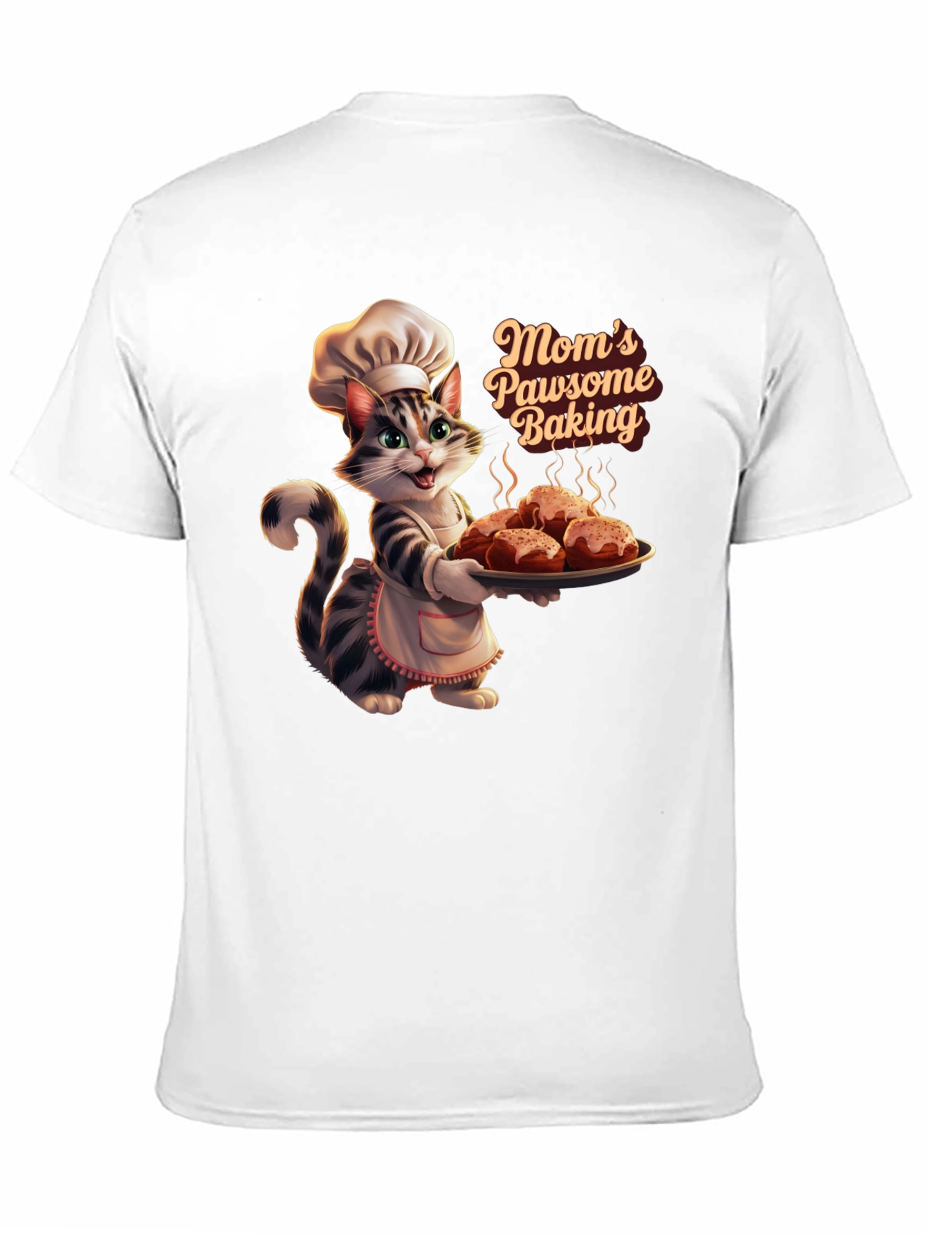 Moms Pawsome Baking T-Shirt - Cat Baker Design
