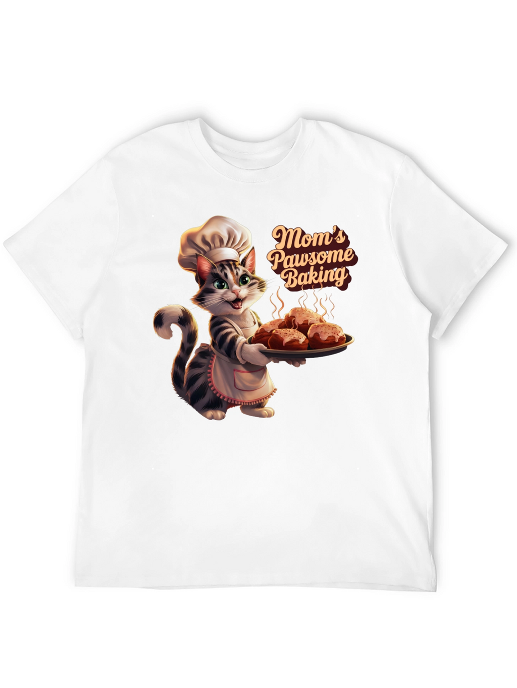 Moms Pawsome Baking T-Shirt - Cat Baker Design