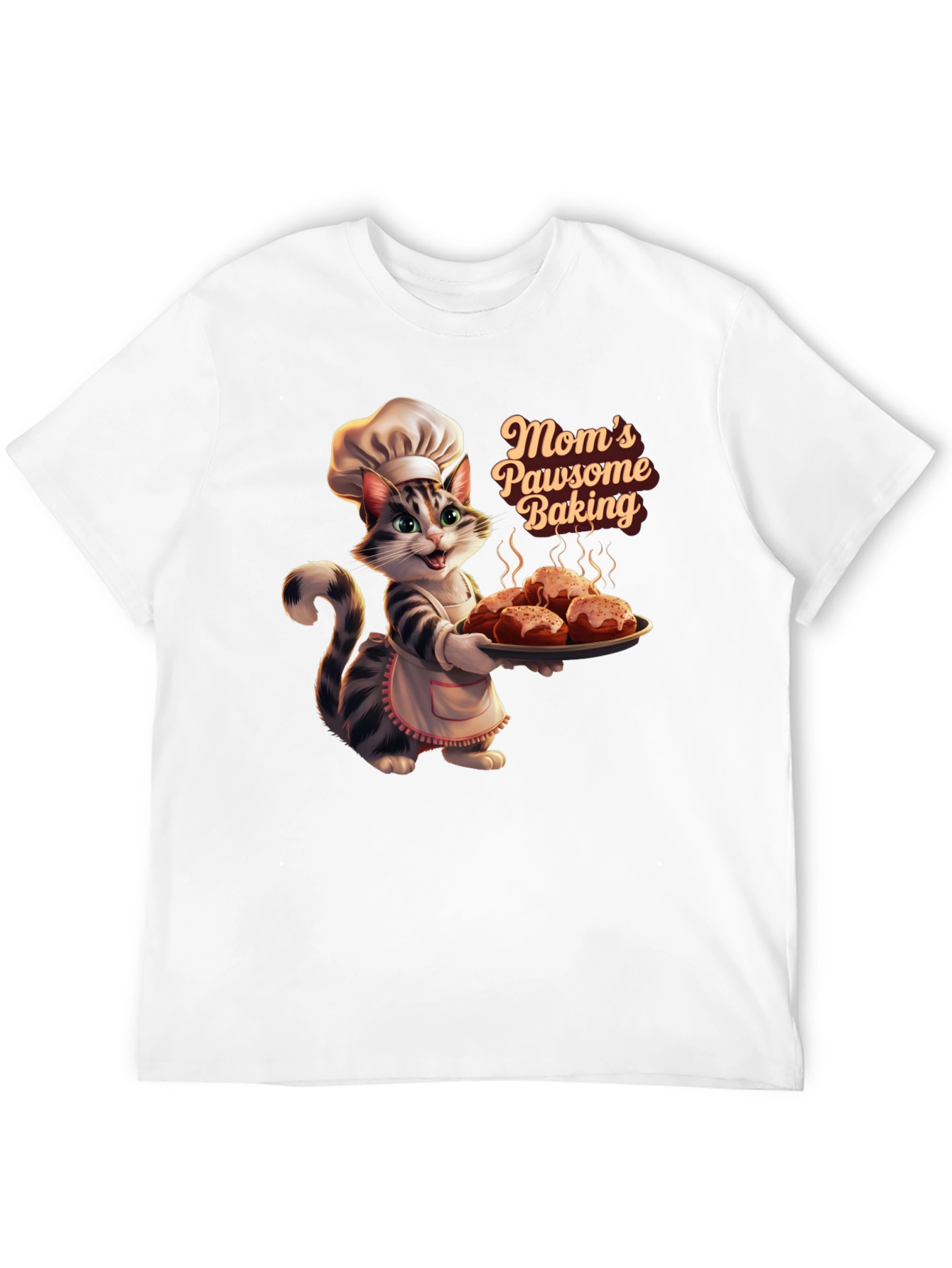 Moms Pawsome Baking T-Shirt - Cat Baker Design