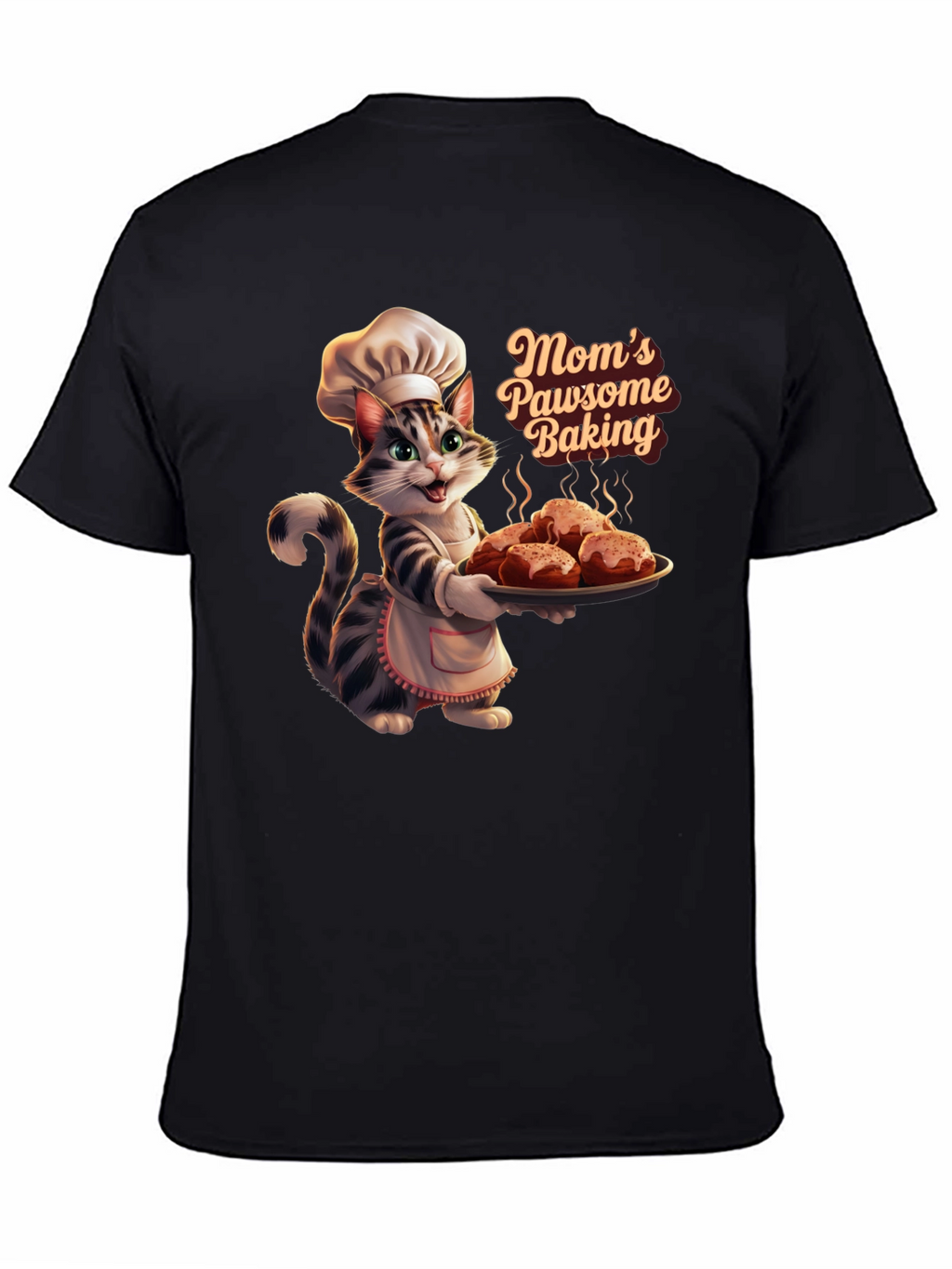 Moms Pawsome Baking T-Shirt - Cat Baker Design
