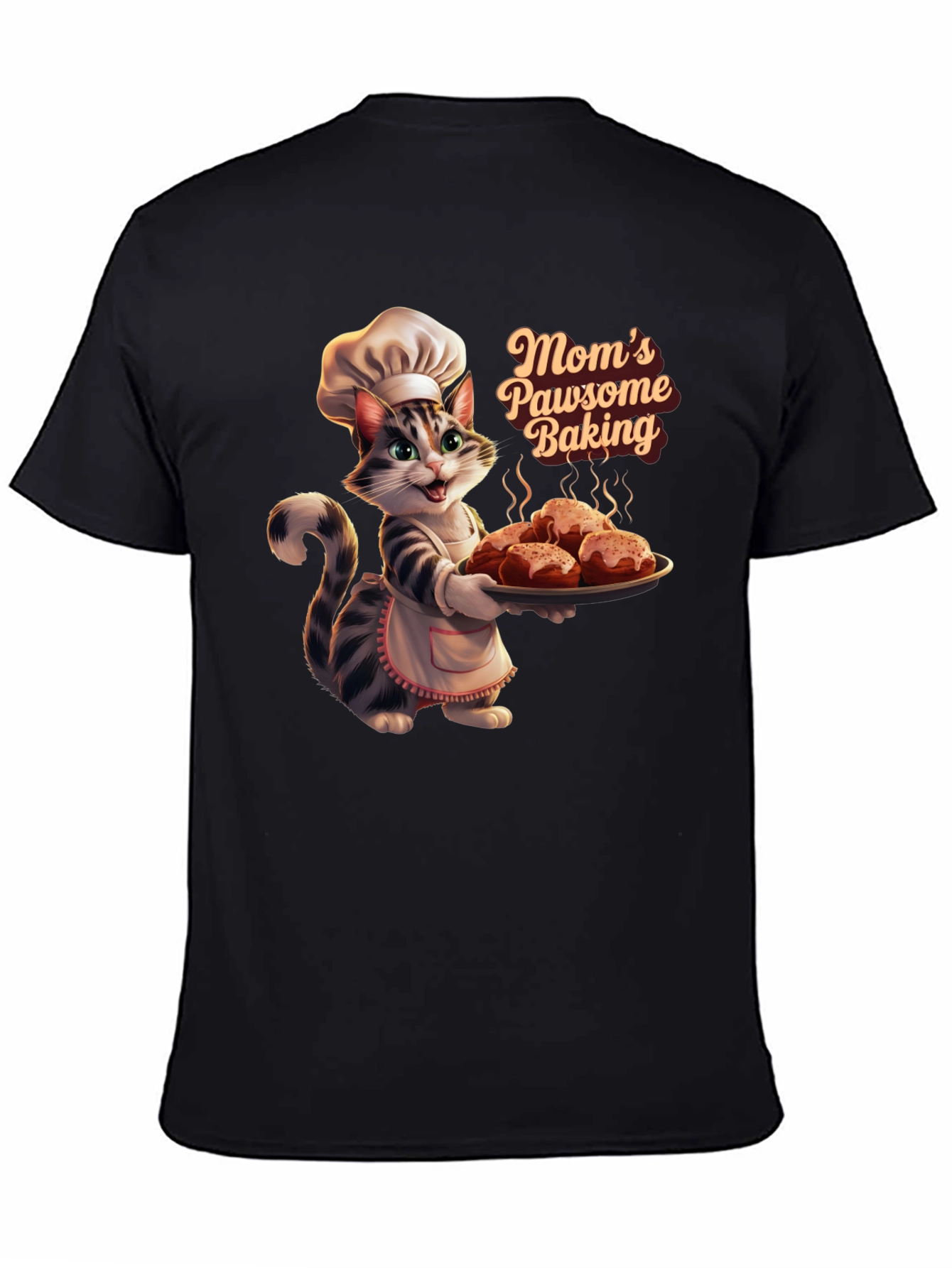 Moms Pawsome Baking T-Shirt - Cat Baker Design