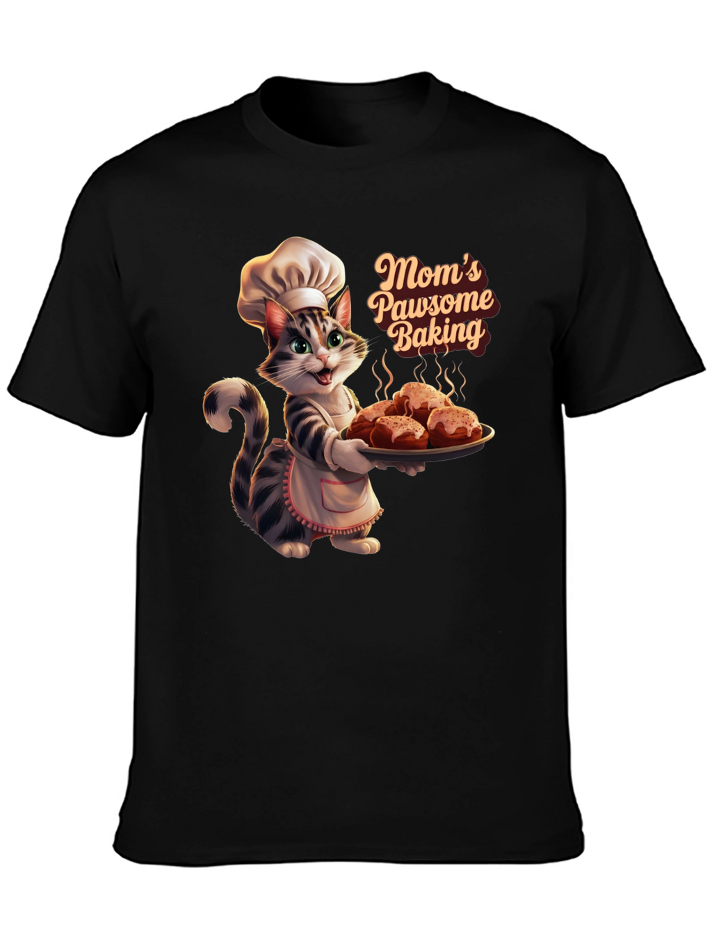 Moms Pawsome Baking T-Shirt - Cat Baker Design