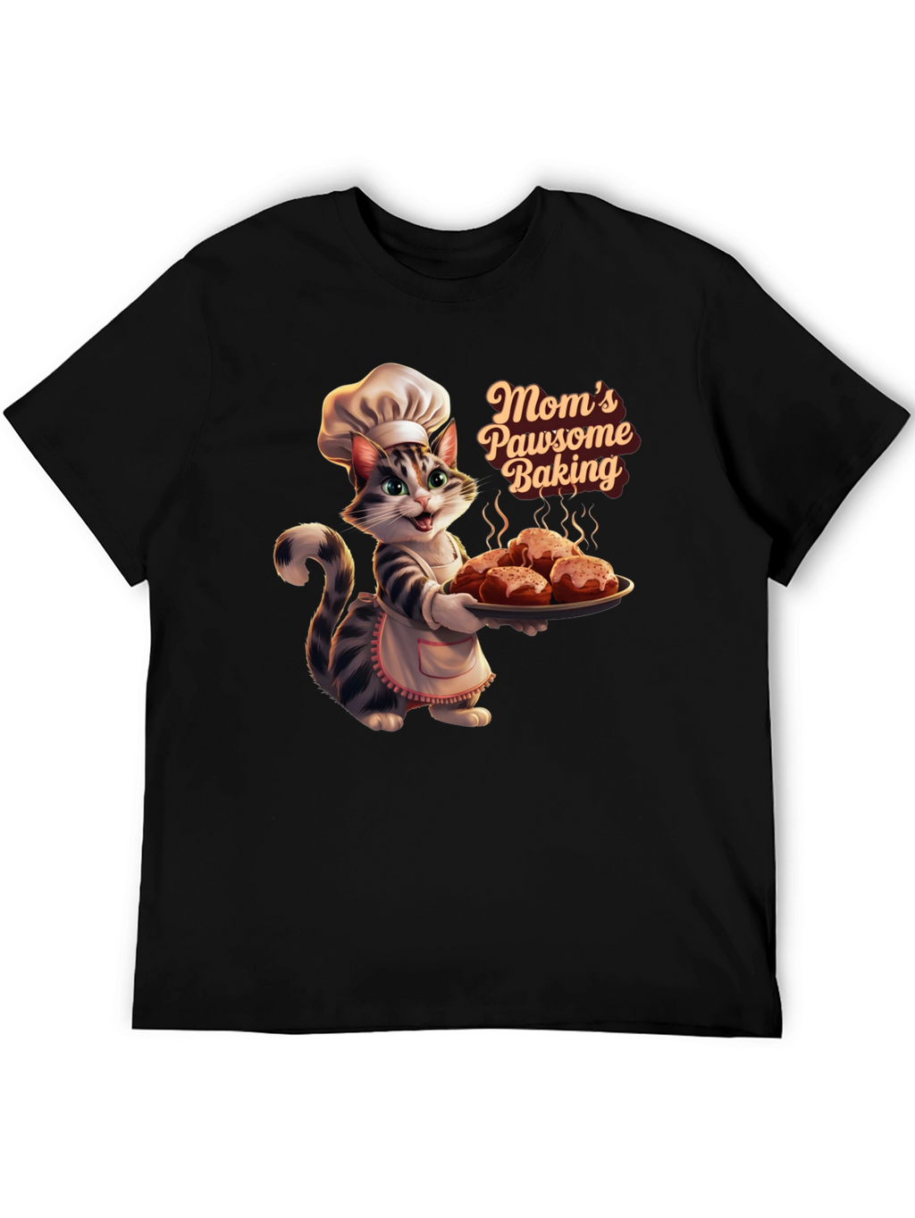 Moms Pawsome Baking T-Shirt - Cat Baker Design