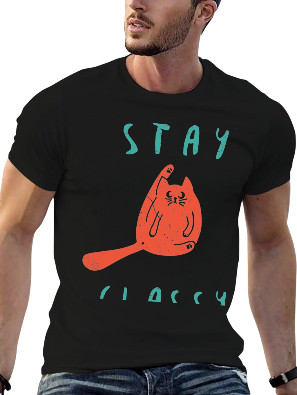 Stay Classy Cat T-Shirt - Funny Novelty Tee