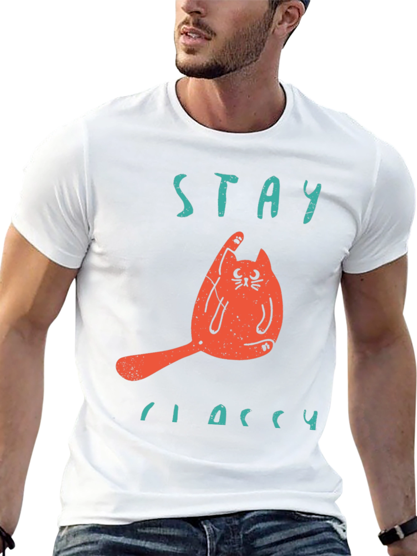 Stay Classy Cat T-Shirt - Funny Novelty Tee