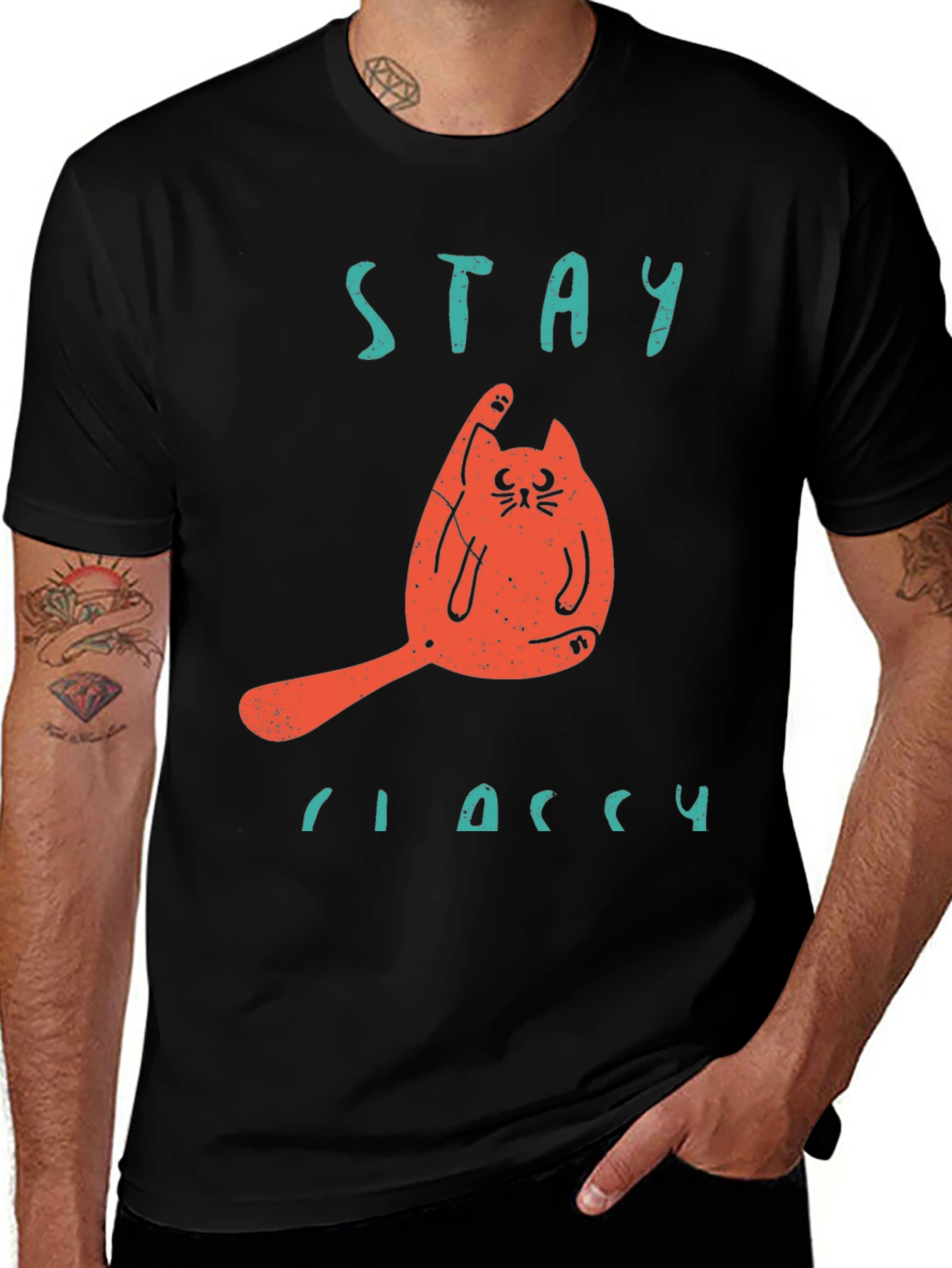 Stay Classy Cat T-Shirt - Funny Novelty Tee