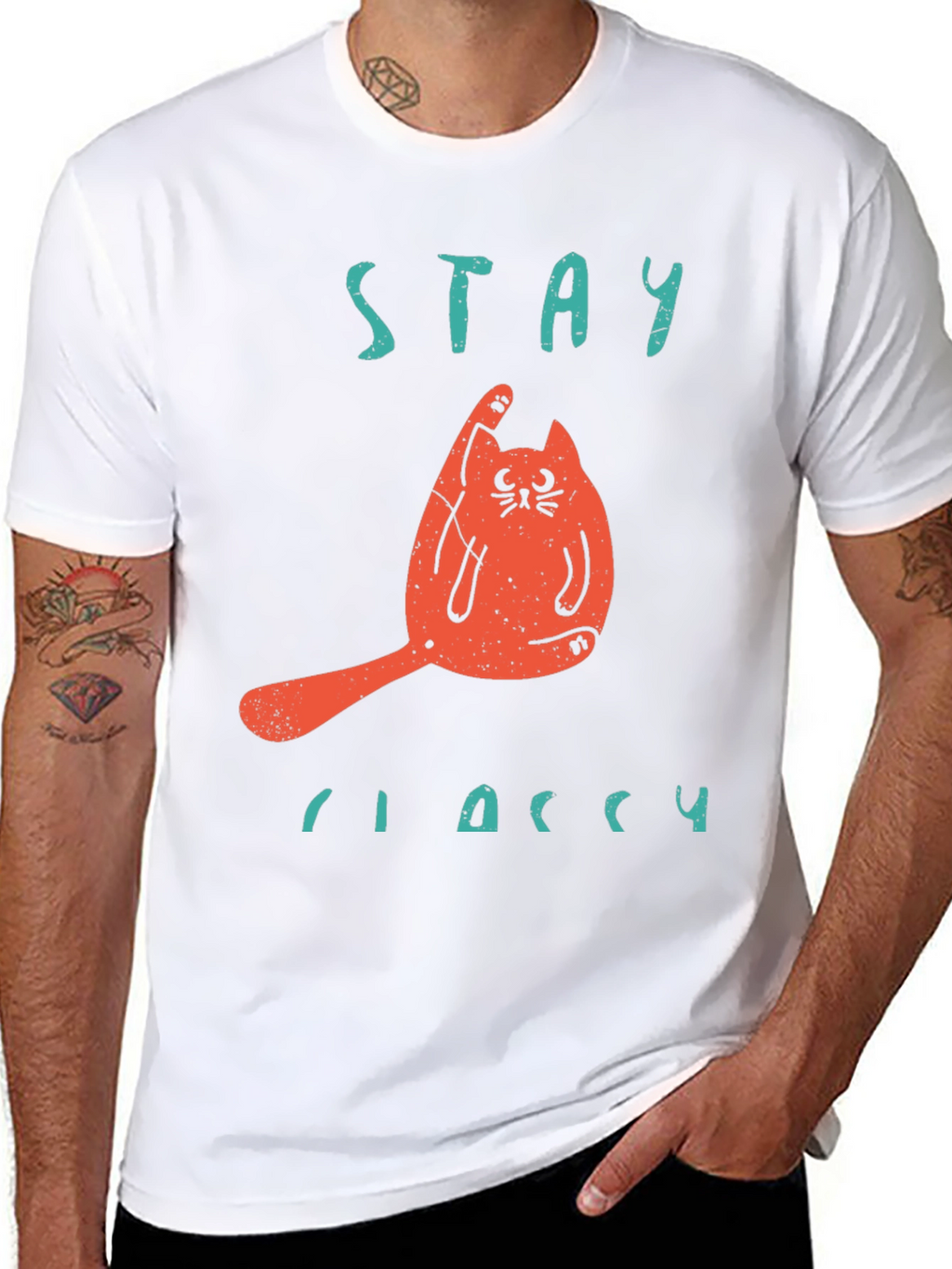 Stay Classy Cat T-Shirt - Funny Novelty Tee