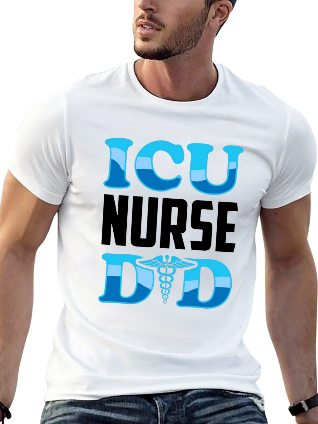 ICU Nurse Dad Graphic T-Shirt - Black