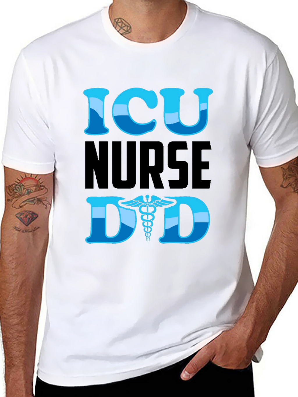 ICU Nurse Dad Graphic T-Shirt - Black