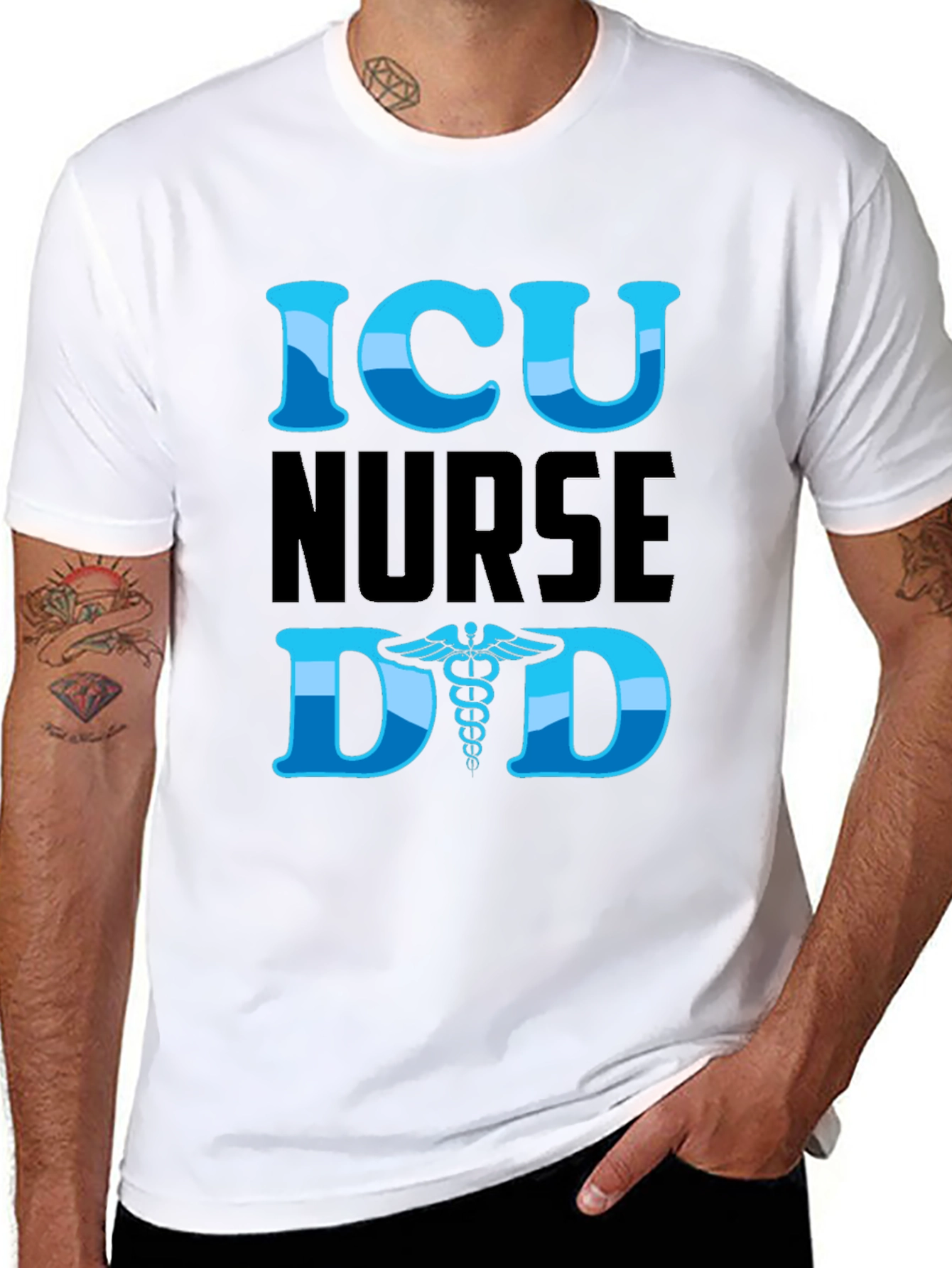 ICU Nurse Dad Graphic T-Shirt - Black