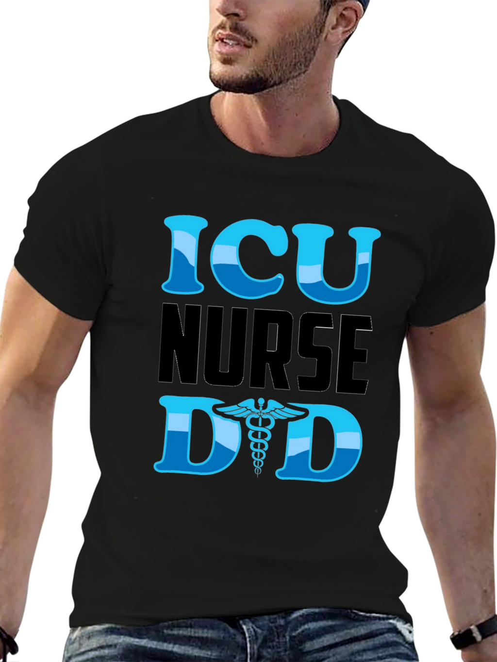 ICU Nurse Dad Graphic T-Shirt - Black