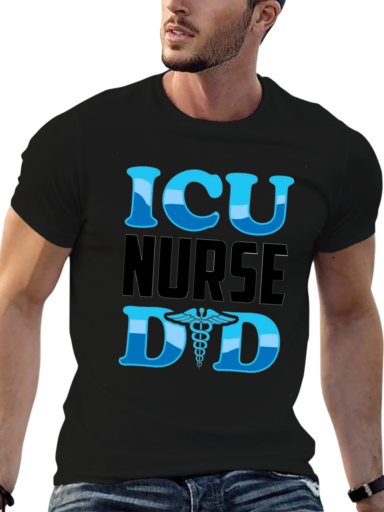 ICU Nurse Dad Graphic T-Shirt - Black