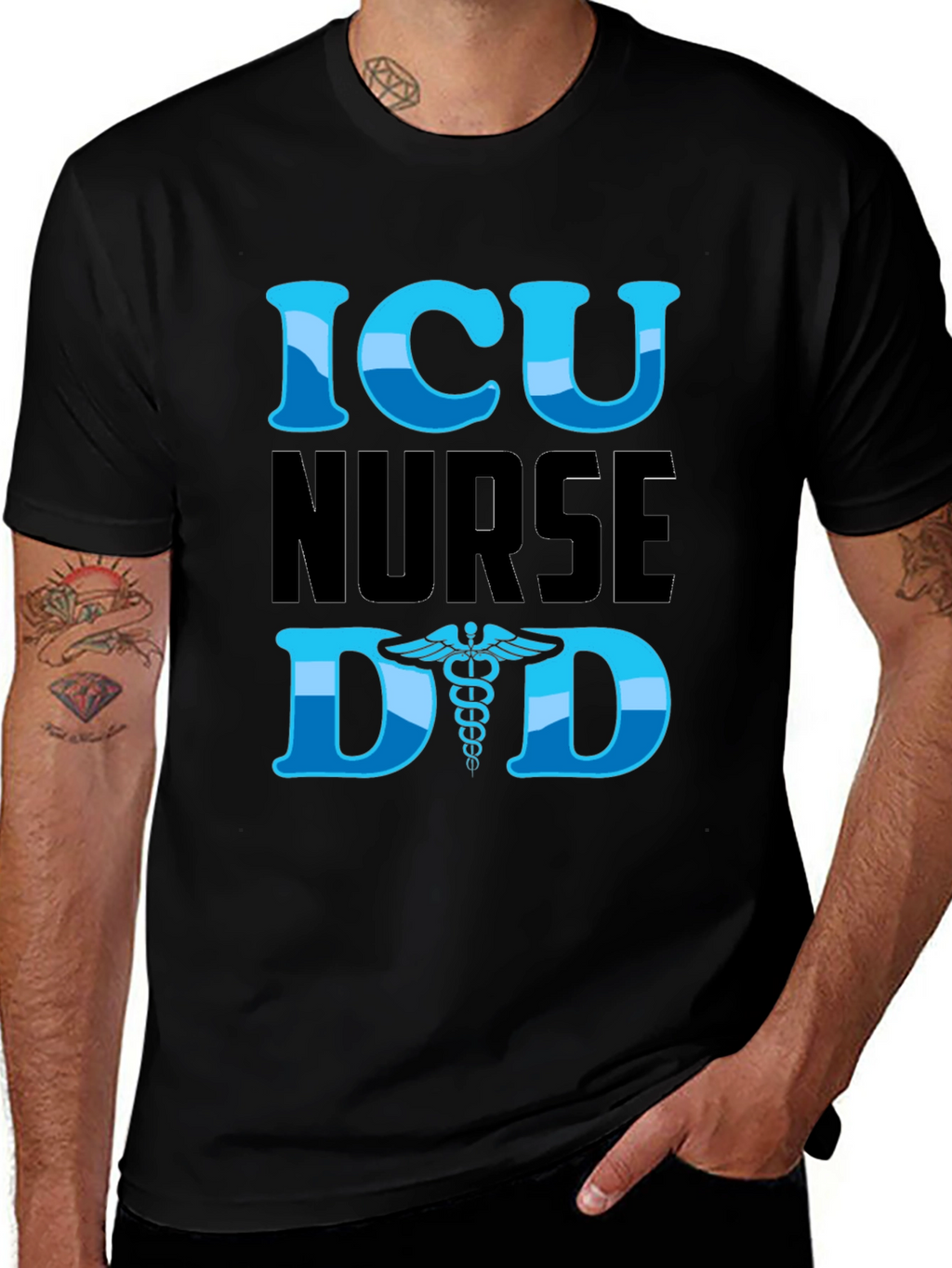 ICU Nurse Dad Graphic T-Shirt - Black