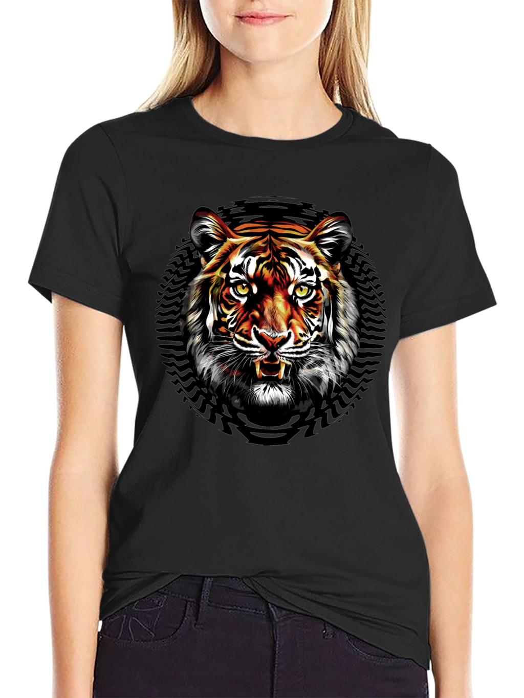 Tiger Graphic Print Black T-Shirt