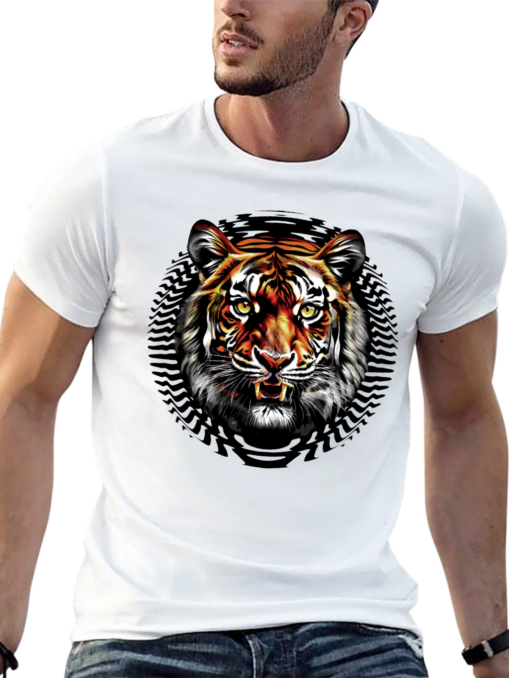 Tiger Graphic Print Black T-Shirt