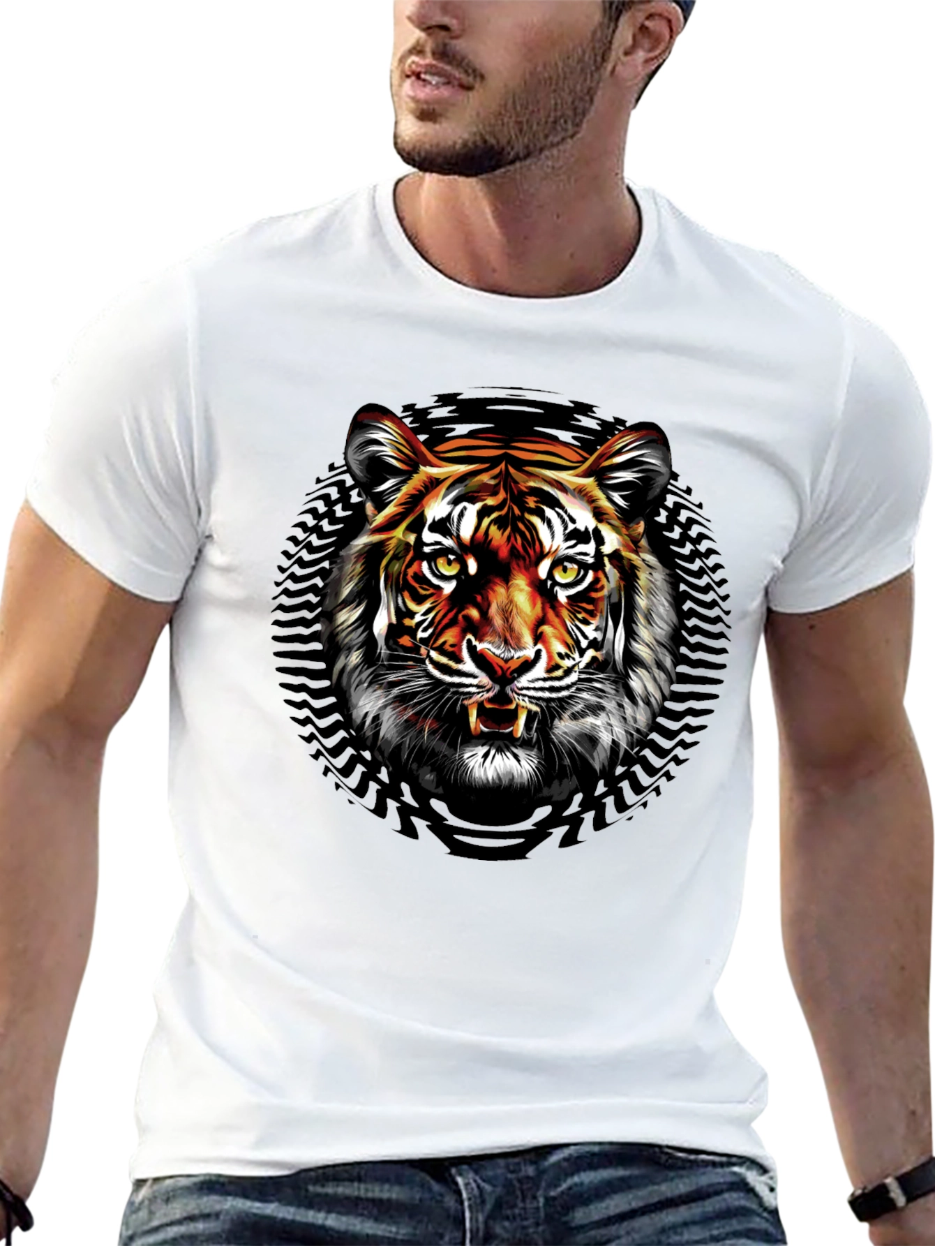 Tiger Graphic Print Black T-Shirt