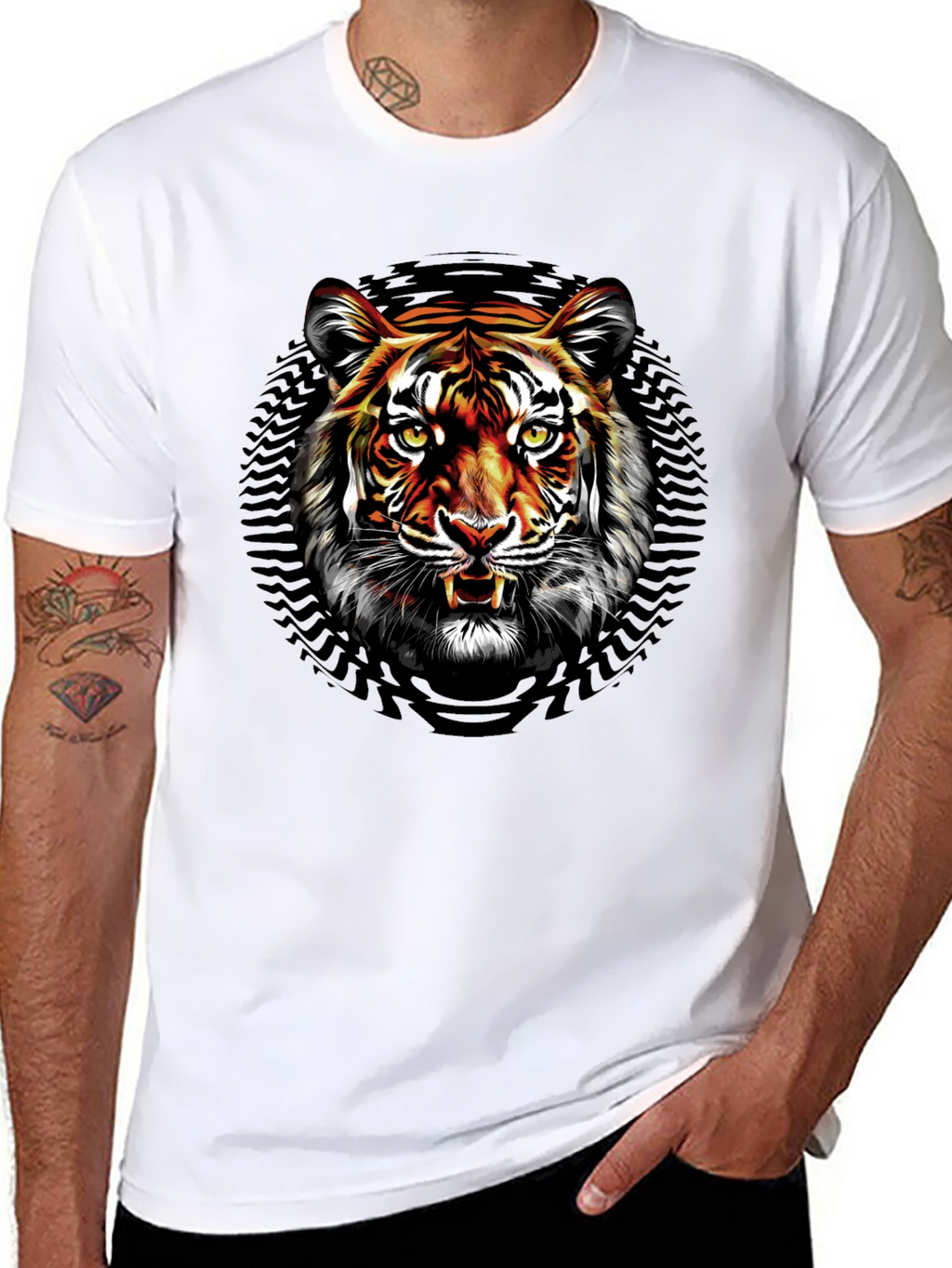 Tiger Graphic Print Black T-Shirt