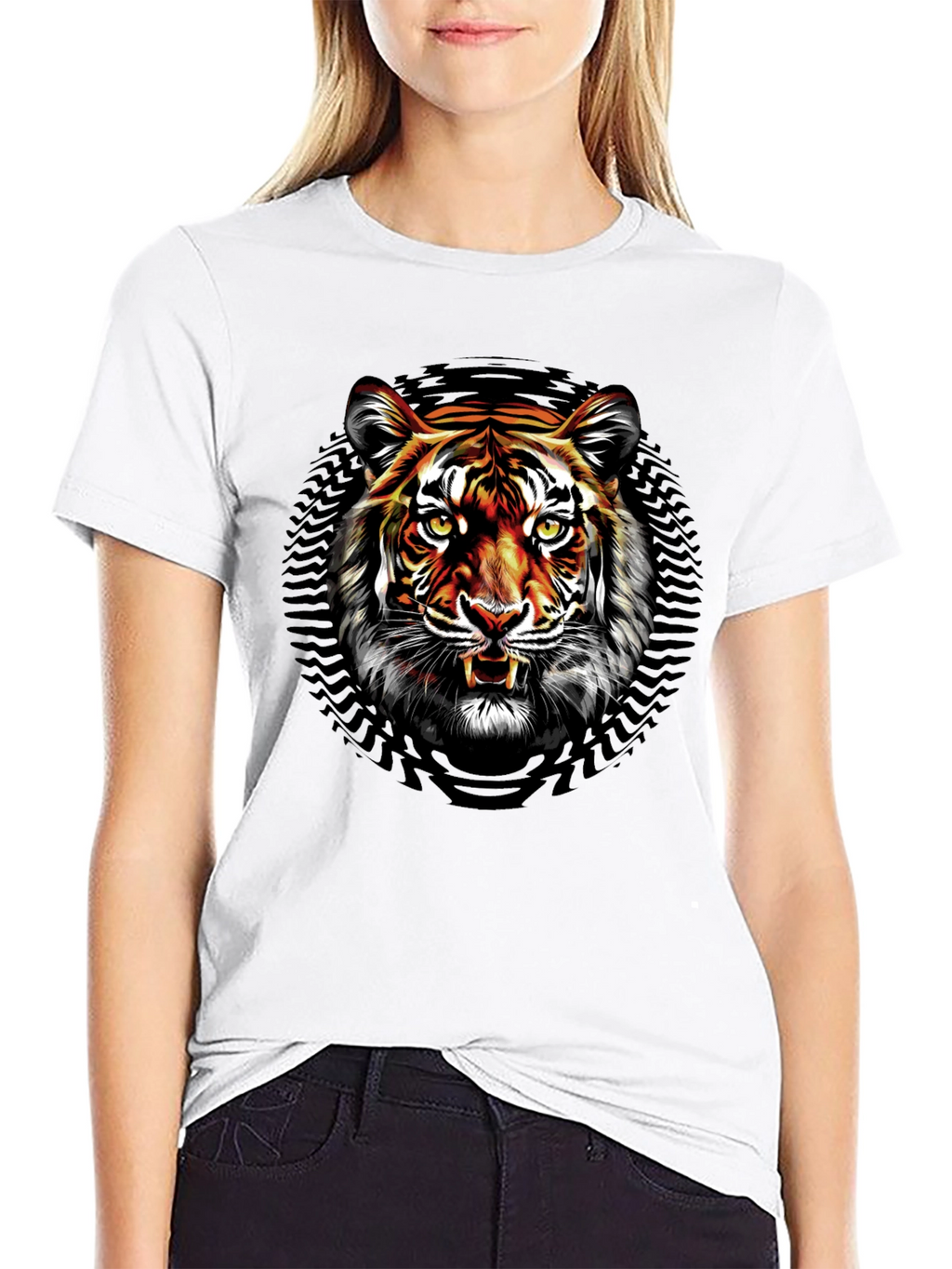 Tiger Graphic Print Black T-Shirt