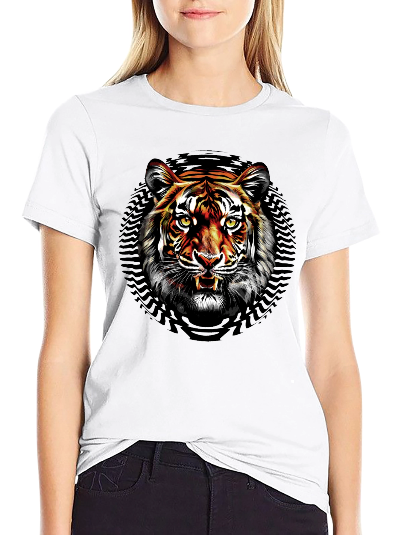 Tiger Graphic Print Black T-Shirt