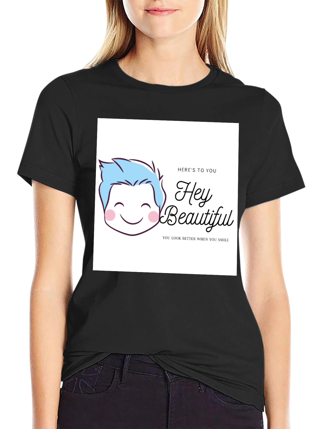 Hey Beautiful Graphic Tee - Black Cotton T-Shirt