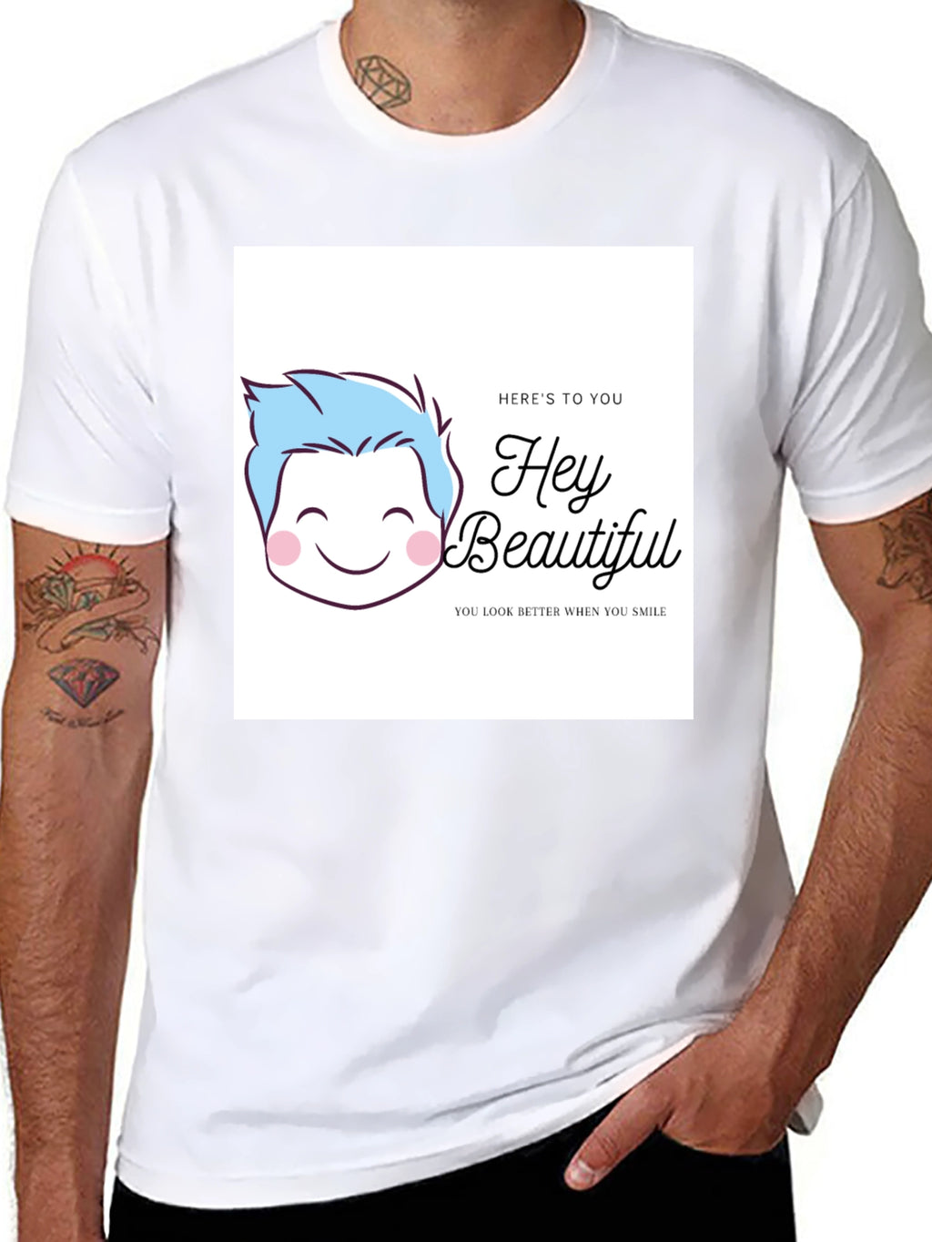 Hey Beautiful Graphic Tee - Black Cotton T-Shirt