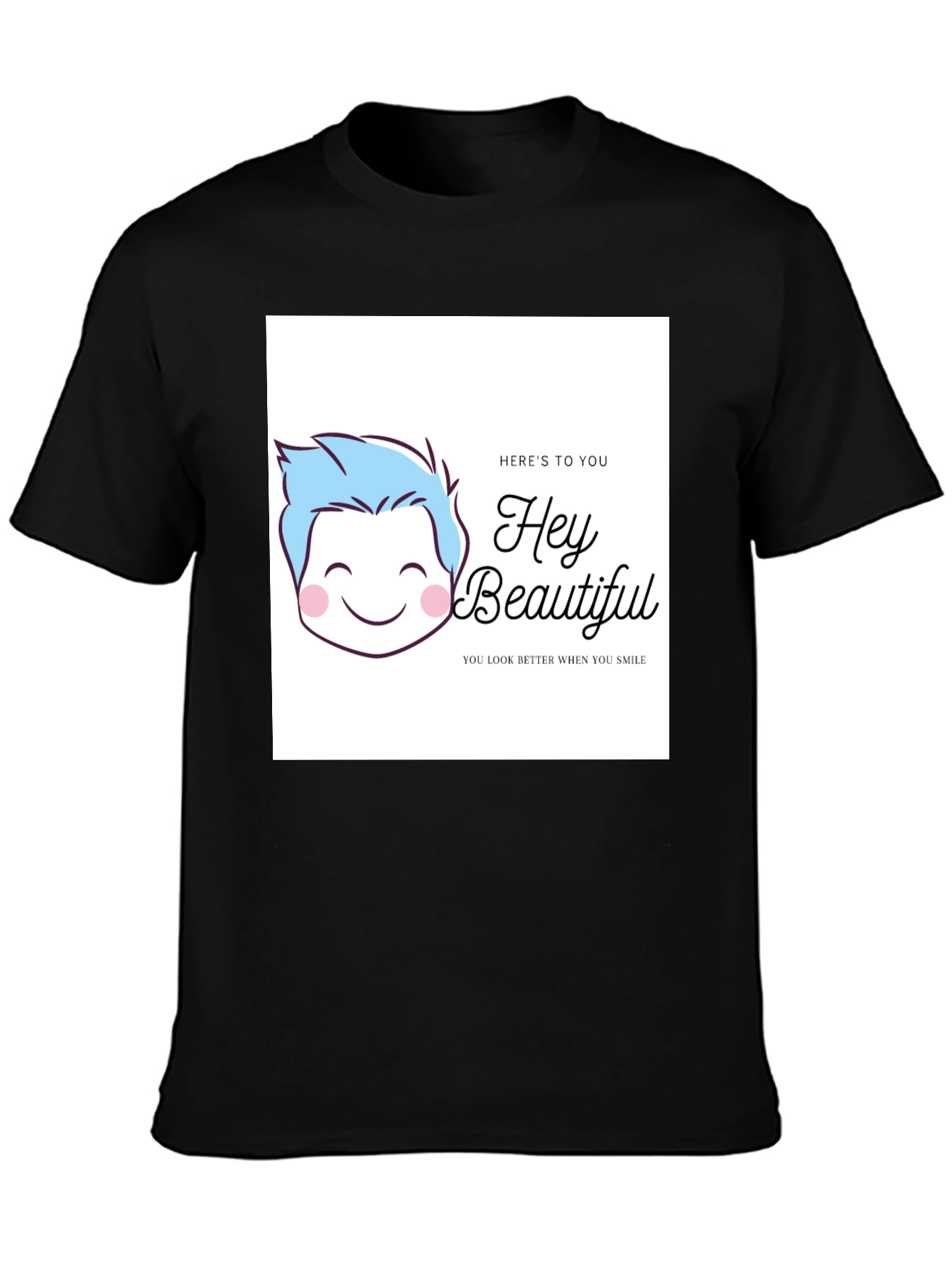 Hey Beautiful Graphic Tee - Black Cotton T-Shirt