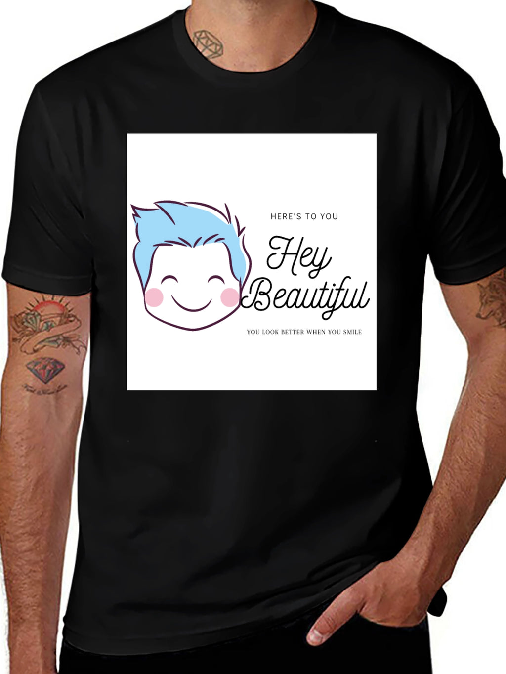 Hey Beautiful Graphic Tee - Black Cotton T-Shirt