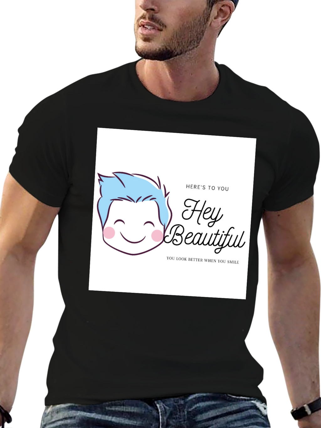 Hey Beautiful Graphic Tee - Black Cotton T-Shirt